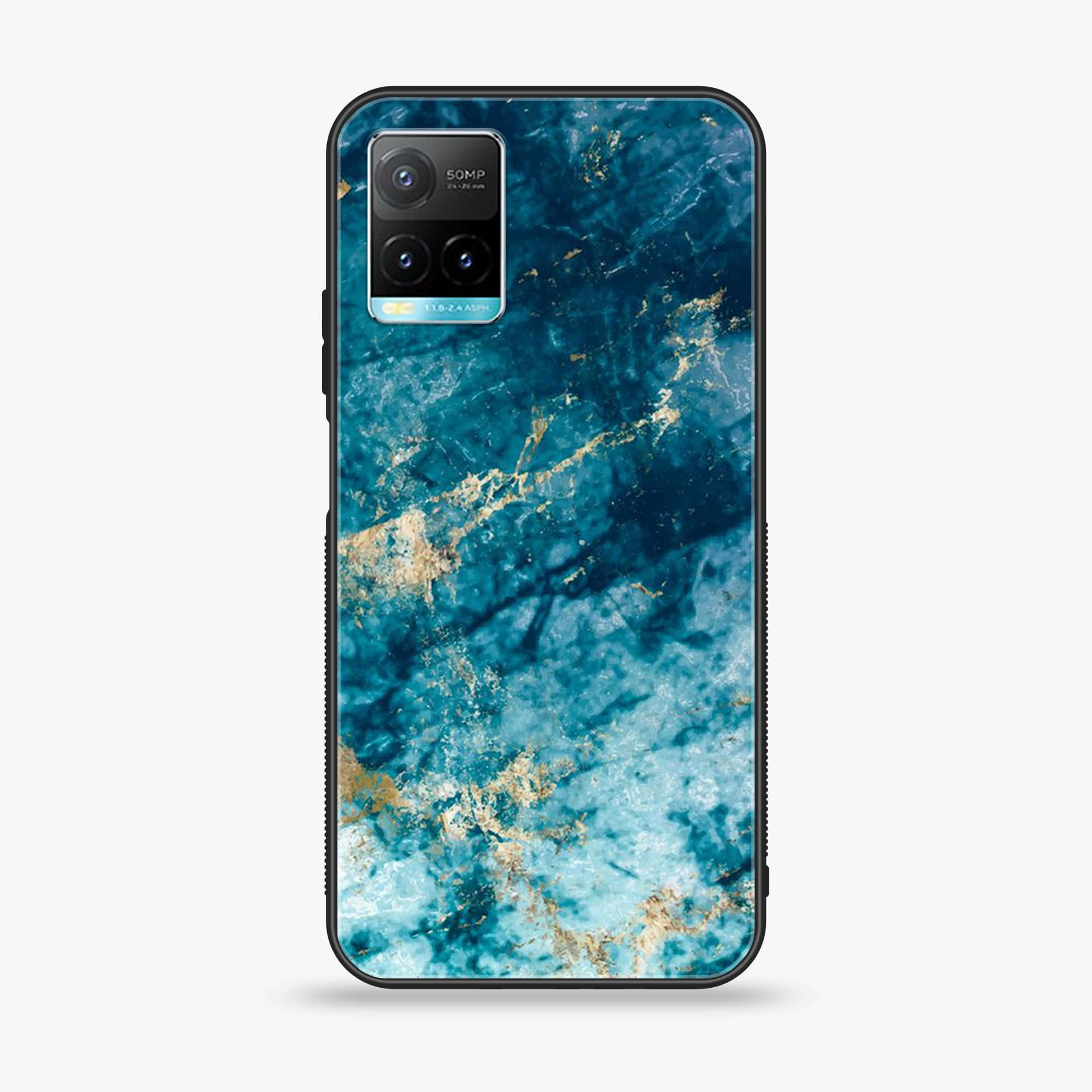 Vivo Y33T - Blue Marble Series - Premium Printed Glass soft Bumper shock Proof Case