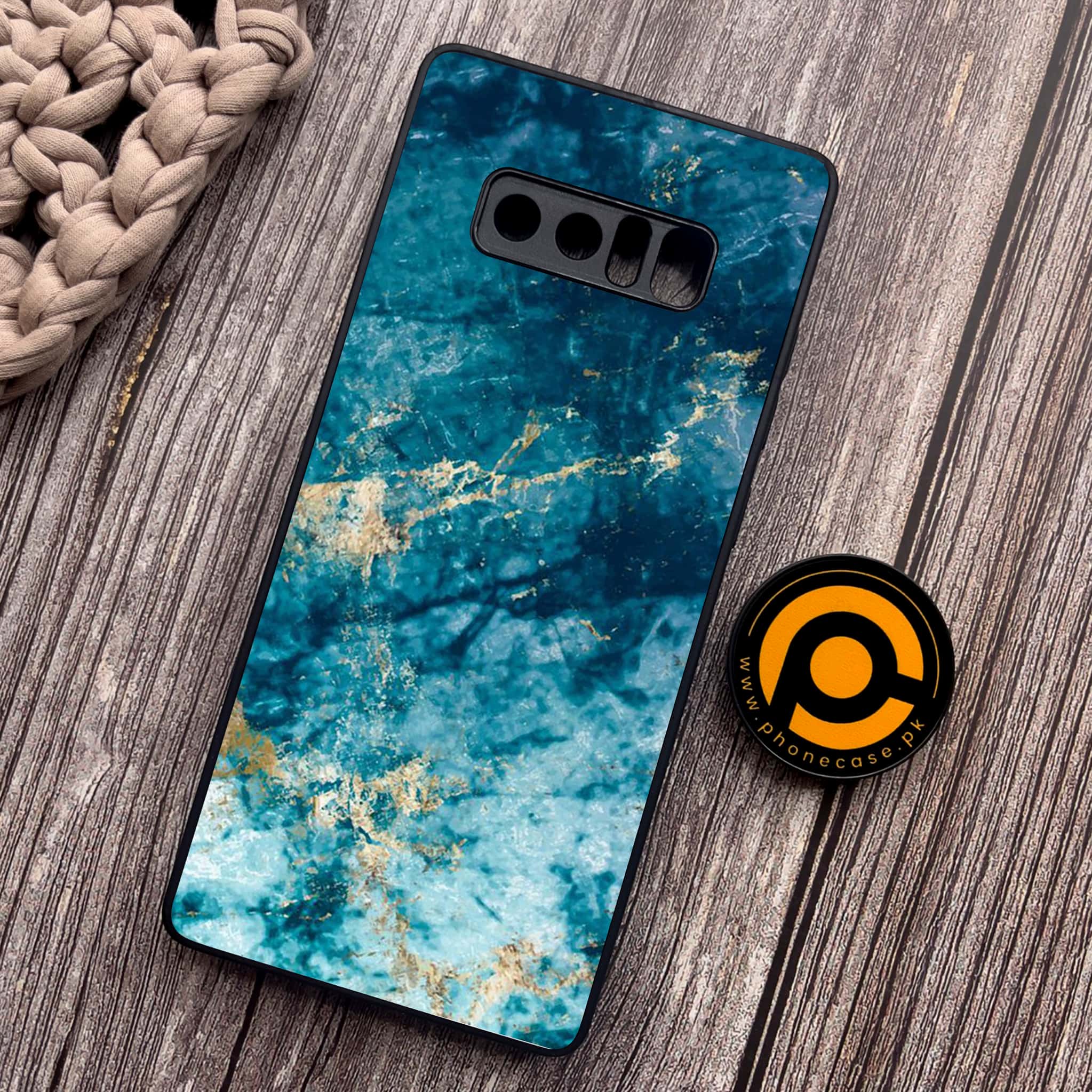 Samsung Galaxy Note 8 - Blue Marble Series - Premium Metal Printed soft Bumper shock Proof Case