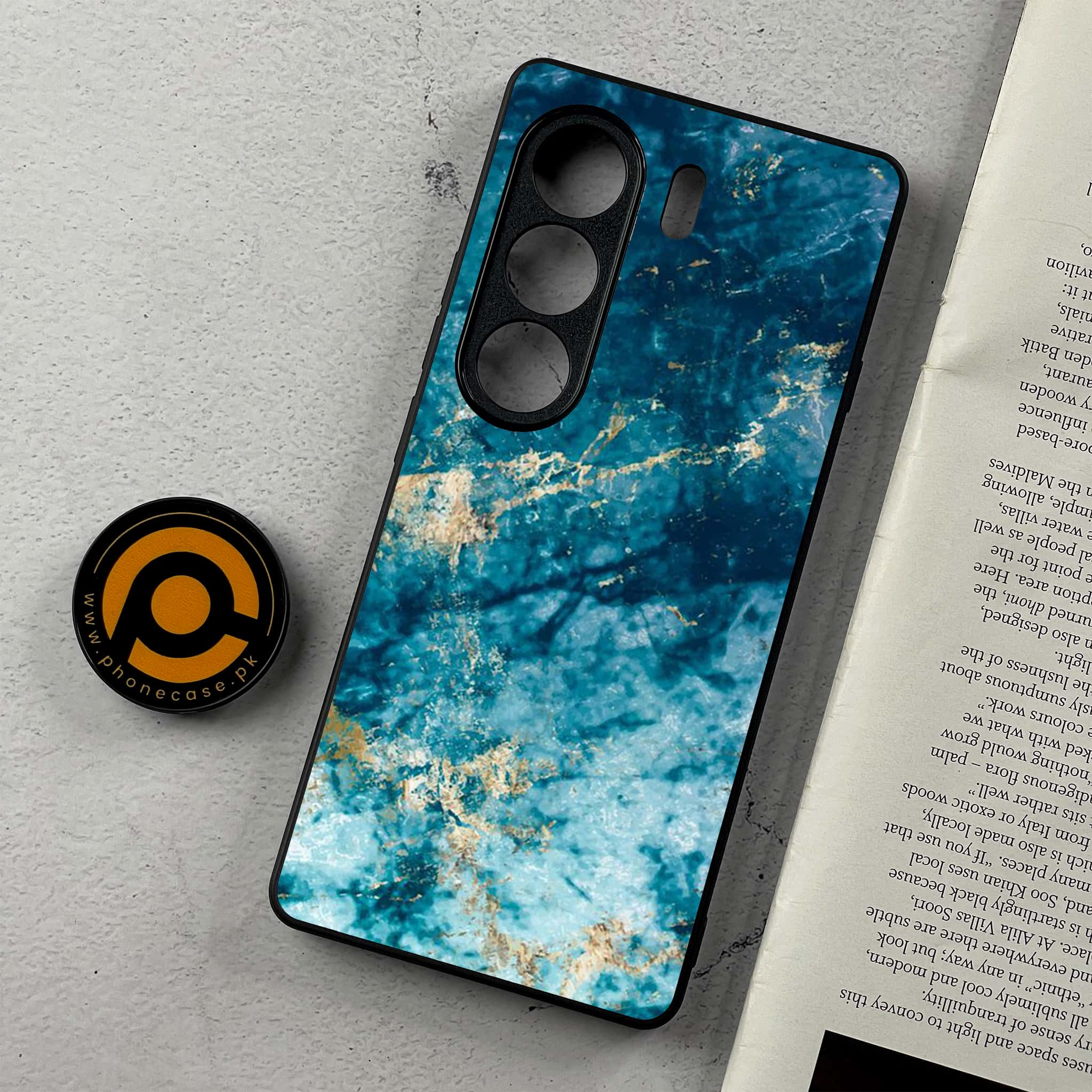 Tecno Camon 40 Pro - Blue Marble Series  - Premium Metal Printed Soft Bumper Shockproof Case