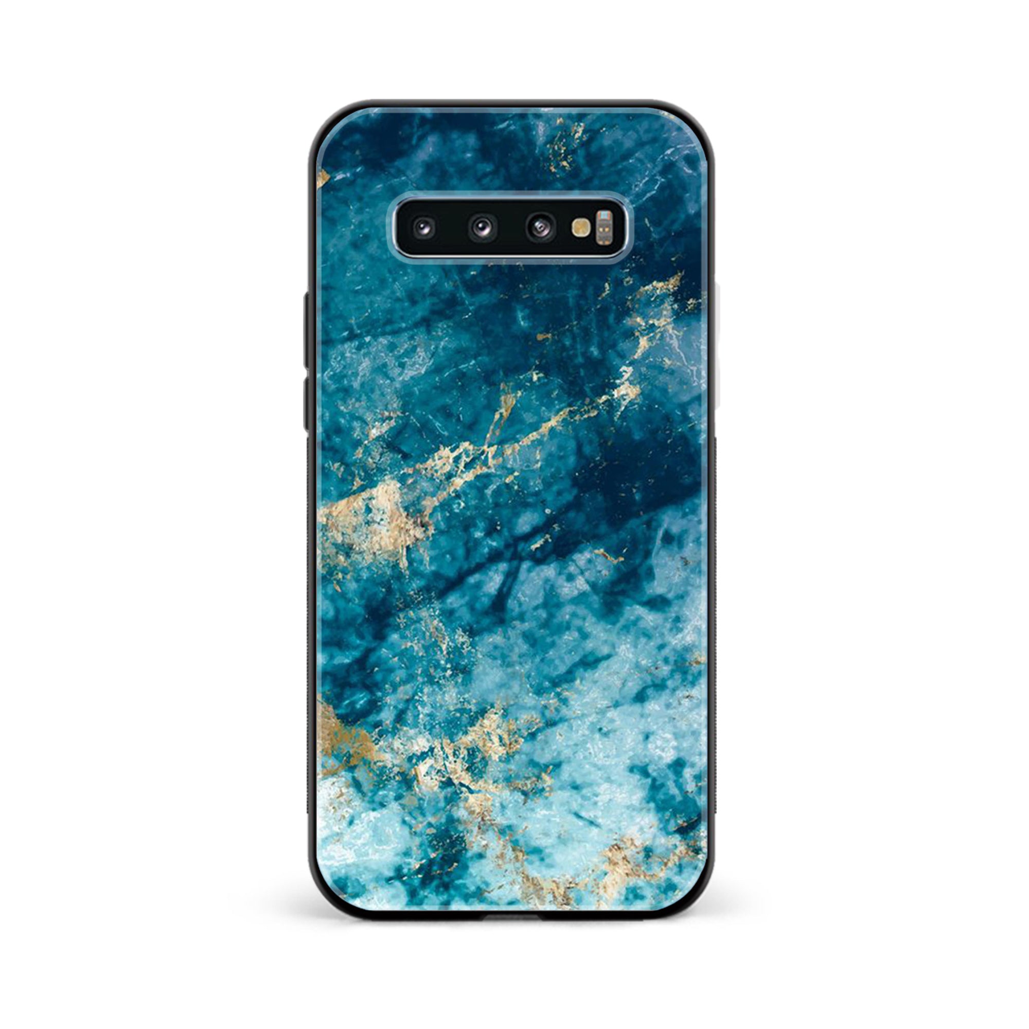Galaxy S10 Plus - Blue Marble Series - Premium Printed Glass soft Bumper shock Proof Case