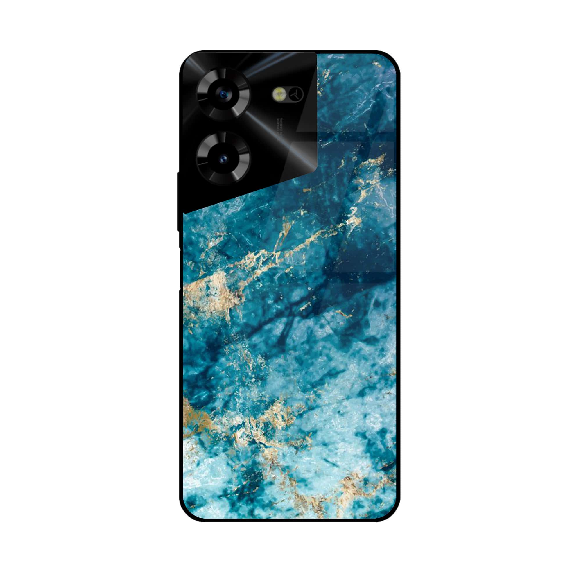 Tecno Pova 5 Pro - Blue Marble Series - Premium Printed Glass soft Bumper shock Proof Case