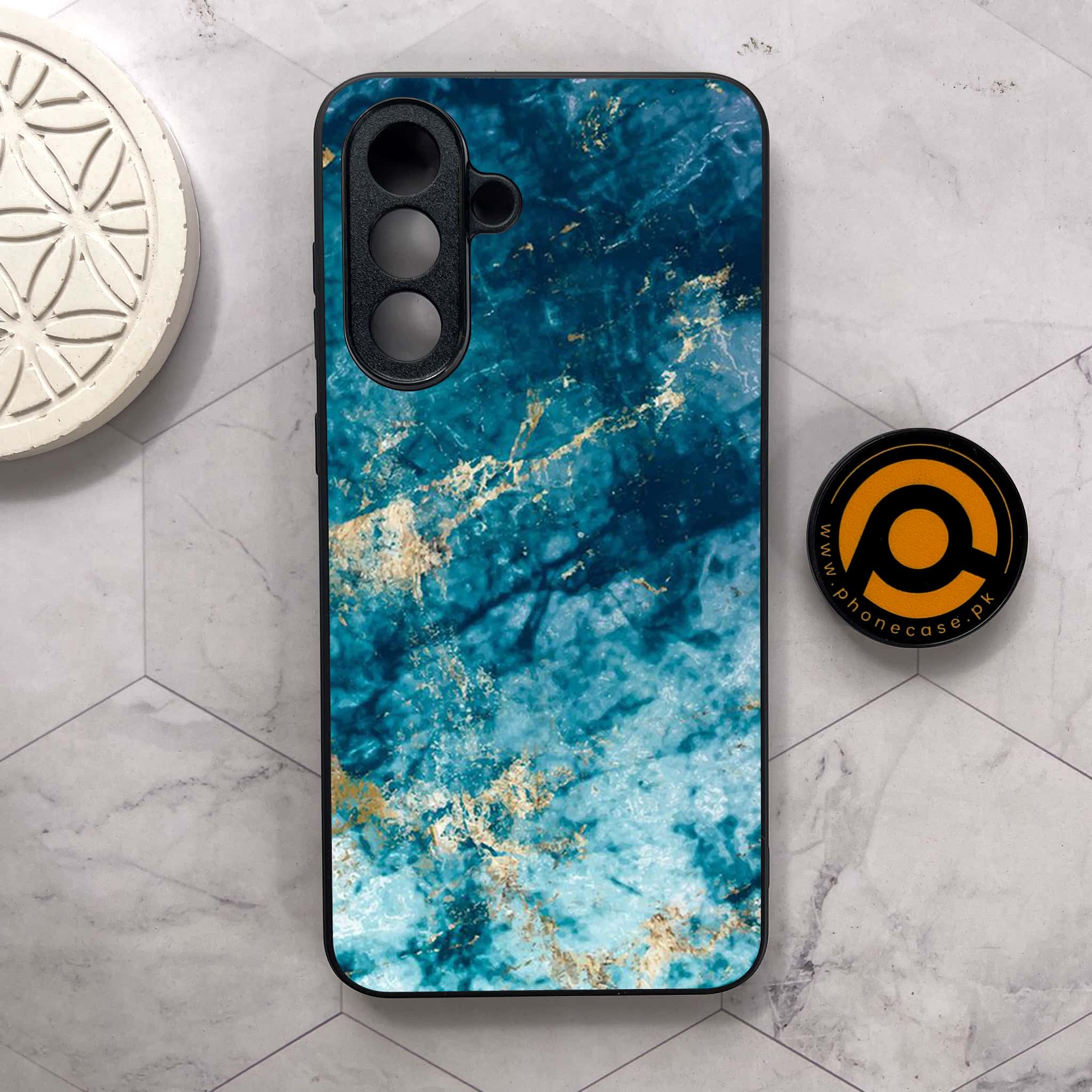 Samsung Galaxy A26 5G -  Blue Marble Series - Premium Metal Printed soft Bumper shock Proof Case