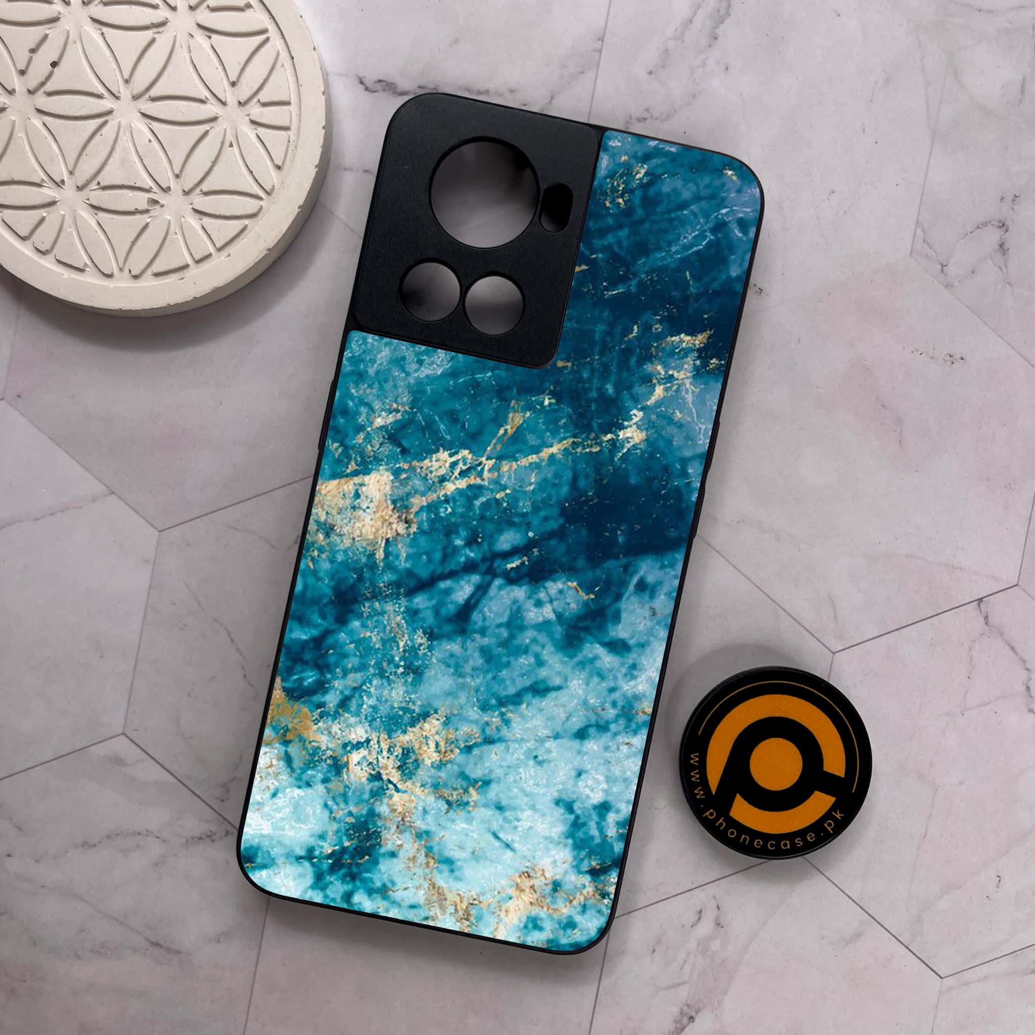 OnePlus 10R - Blue Marble Series - Premium Metal Printed soft Bumper shock Proof Case