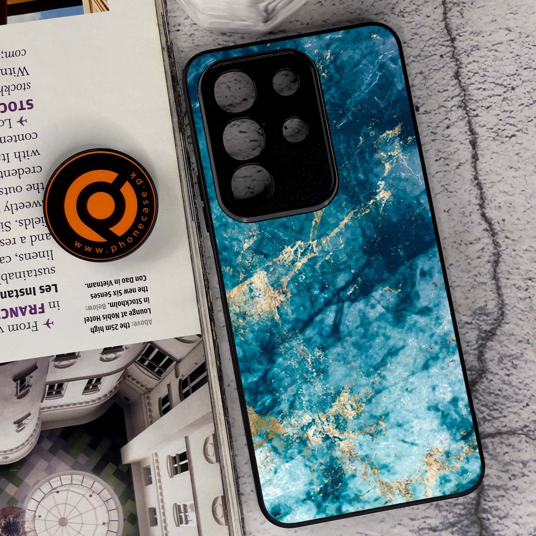 Vivo Y29 4G - Blue Marble Series - Premium Metal Printed soft Bumper Shock Proof Case