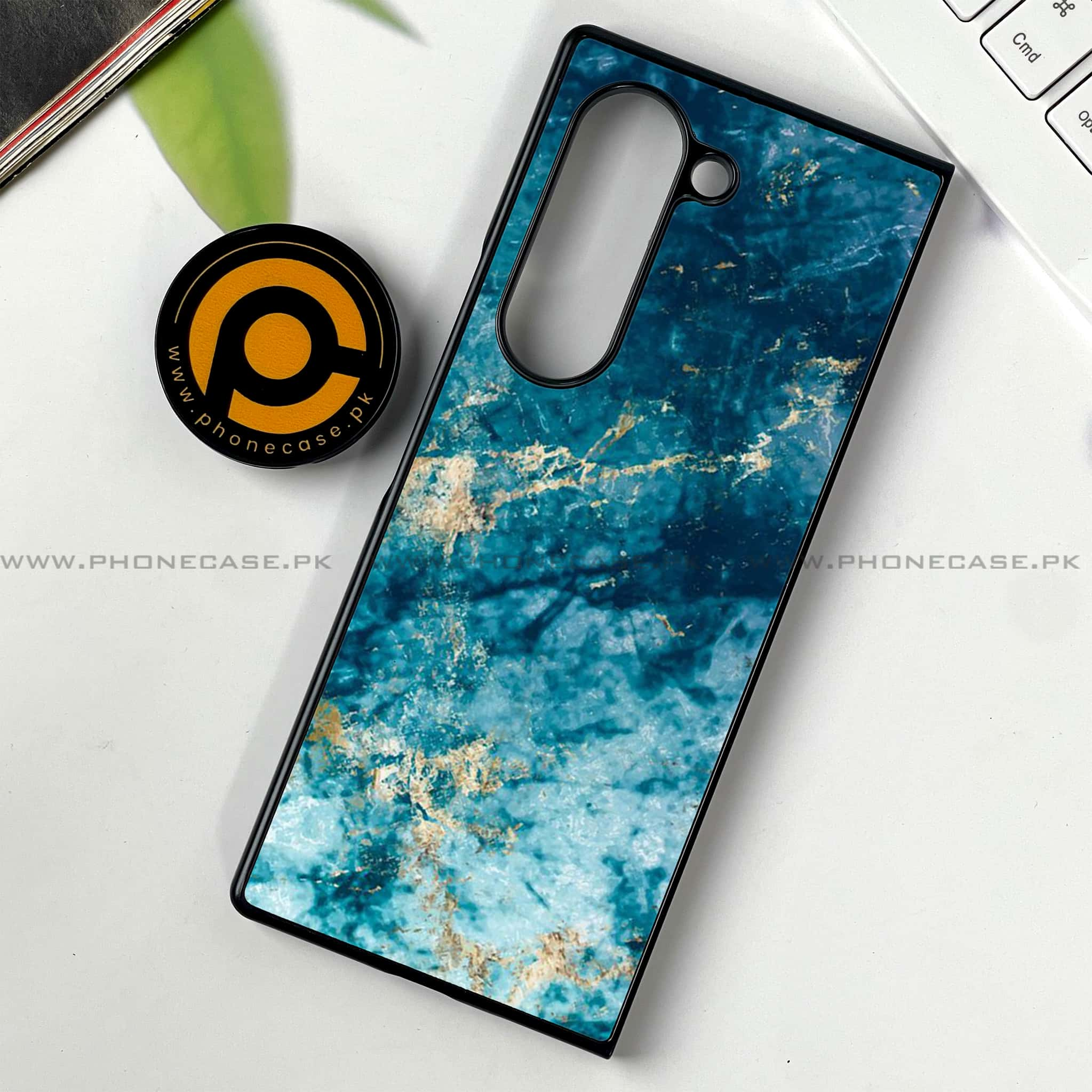 Samsung Galaxy Z Fold 6 - Blue Marble Series - Premium Printed Metal soft Bumper shock Proof Case