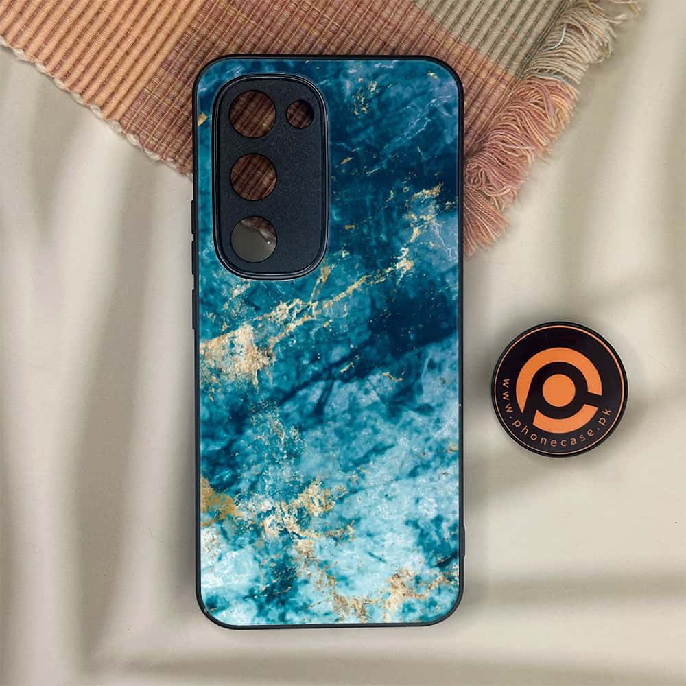 Tecno Spark 40 Pro Plus - Blue Marble Series - Premium Metal Printed soft Bumper shock Proof Case