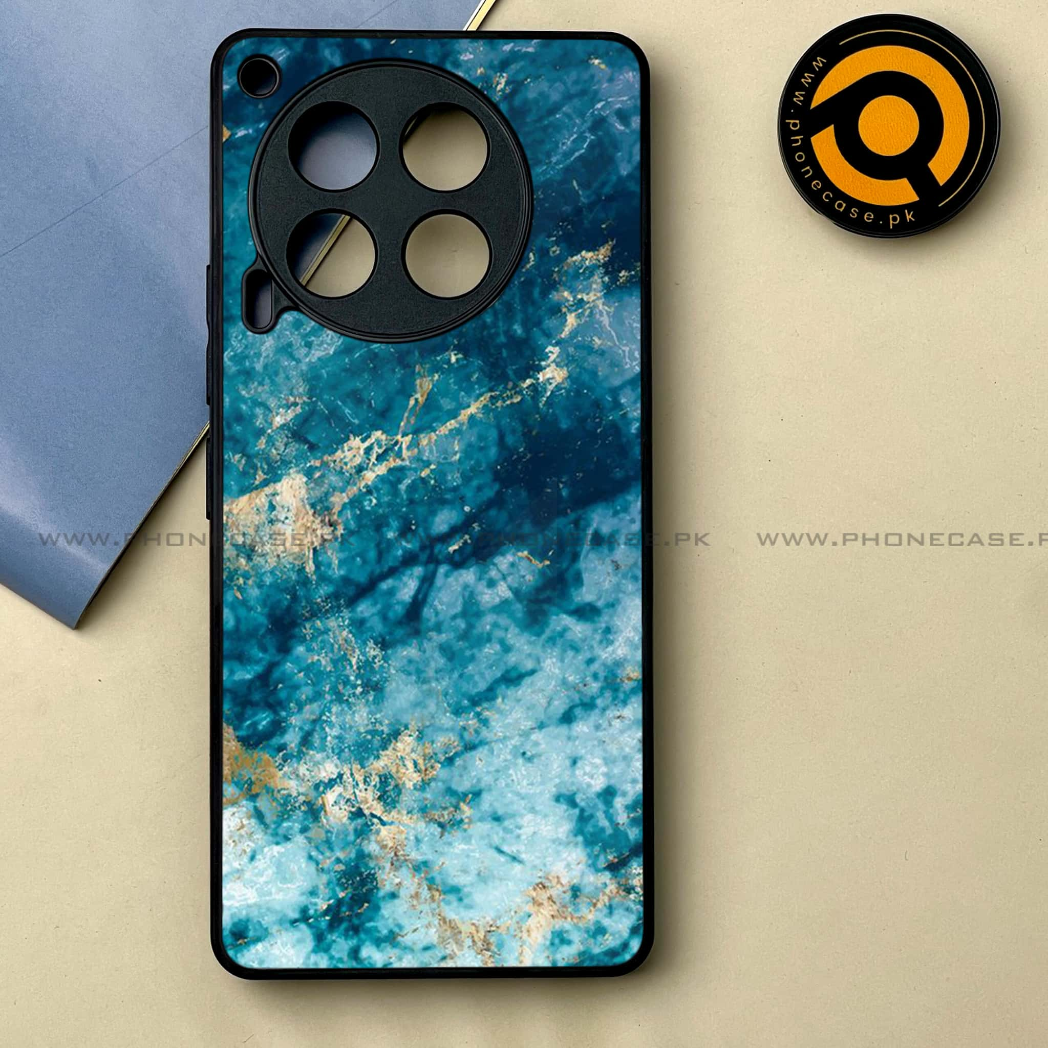 Tecno Camon 30 - Blue Marble Series -  Premium Printed Metal soft Bumper shock Proof Case