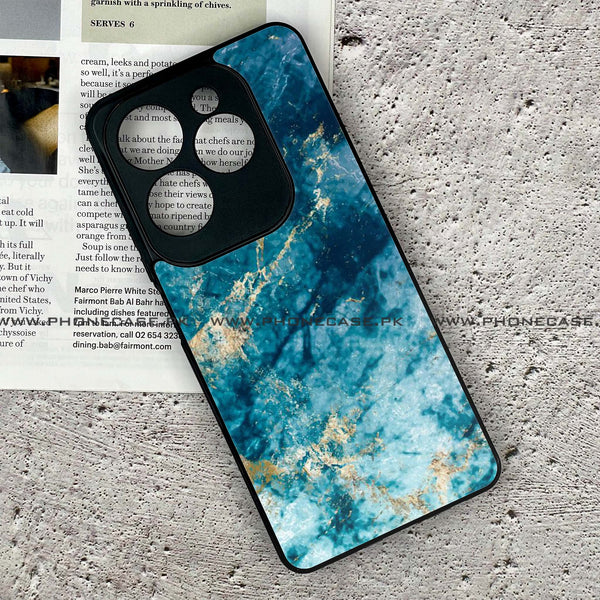 Tecno Spark 20 Pro - Blue Marble Design 4  - Premium Printed Glass soft Bumper shock Proof Case  CS-36239