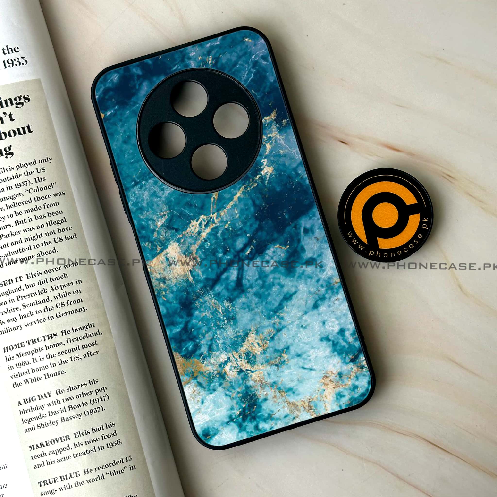 Oppo F27 Pro Plus - Blue Marble Series - Premium Metal Printed soft Bumper Shock Proof Case