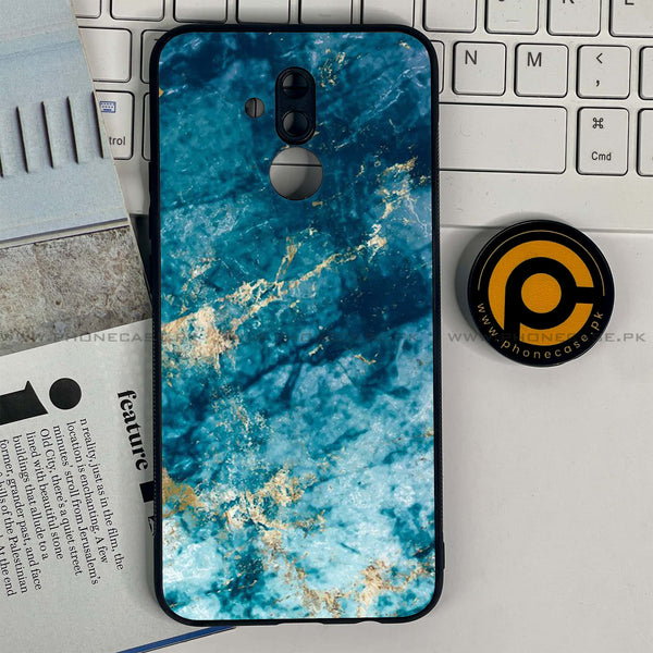 Huawei Mate 20 Lite - Blue Marble Design 4 - Premium Printed Glass soft Bumper shock Proof Case CS-15314