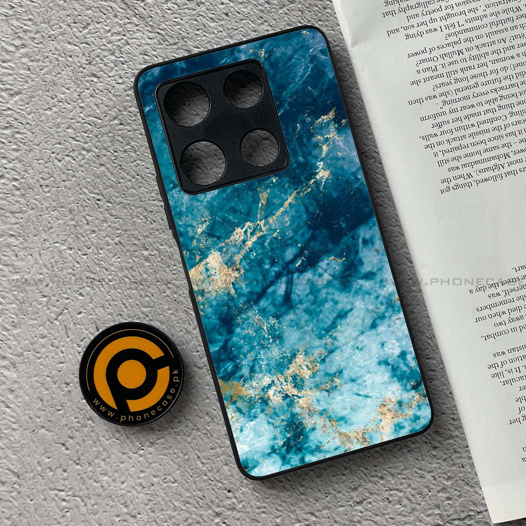 Infinix Note 30 Pro - Blue Marble Series - Premium Metal Printed soft Bumper shock Proof Case