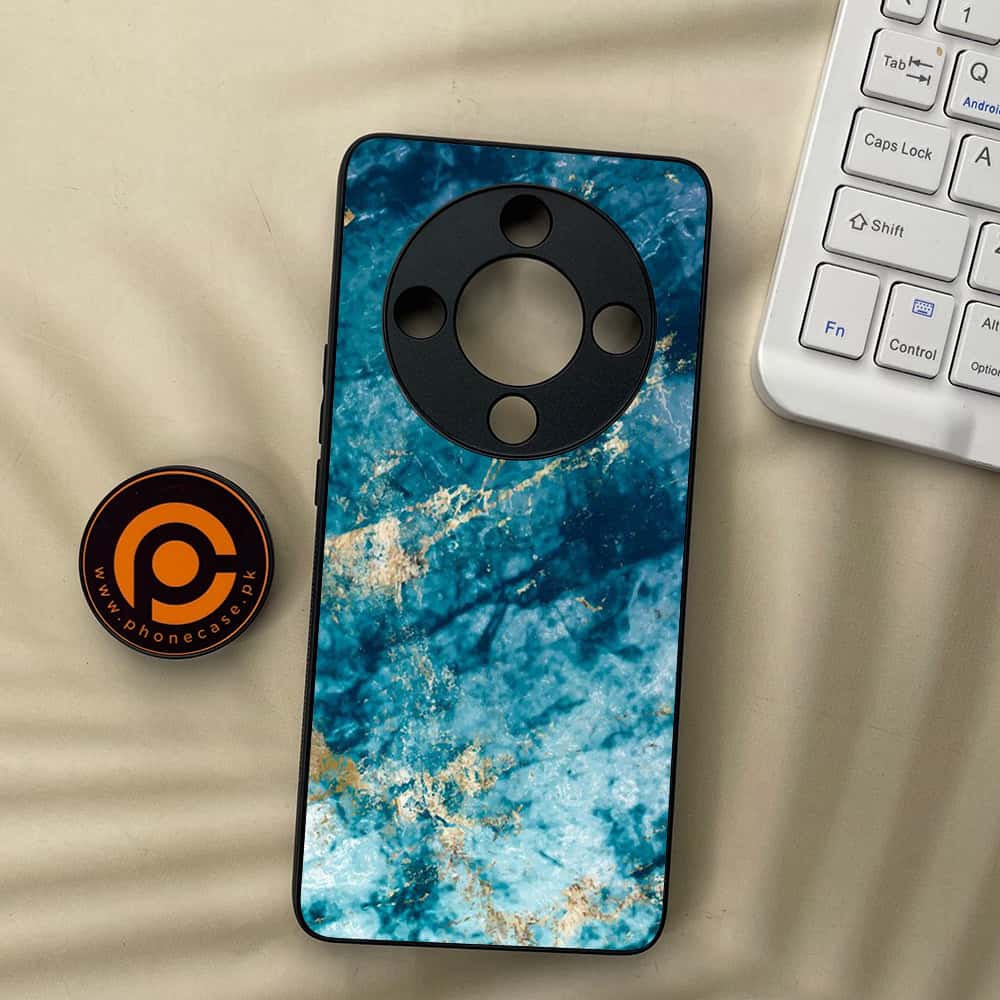 HONOR X9b 5G - Blue Marble Series - Premium Metal  Printed soft Bumper shock Proof Case