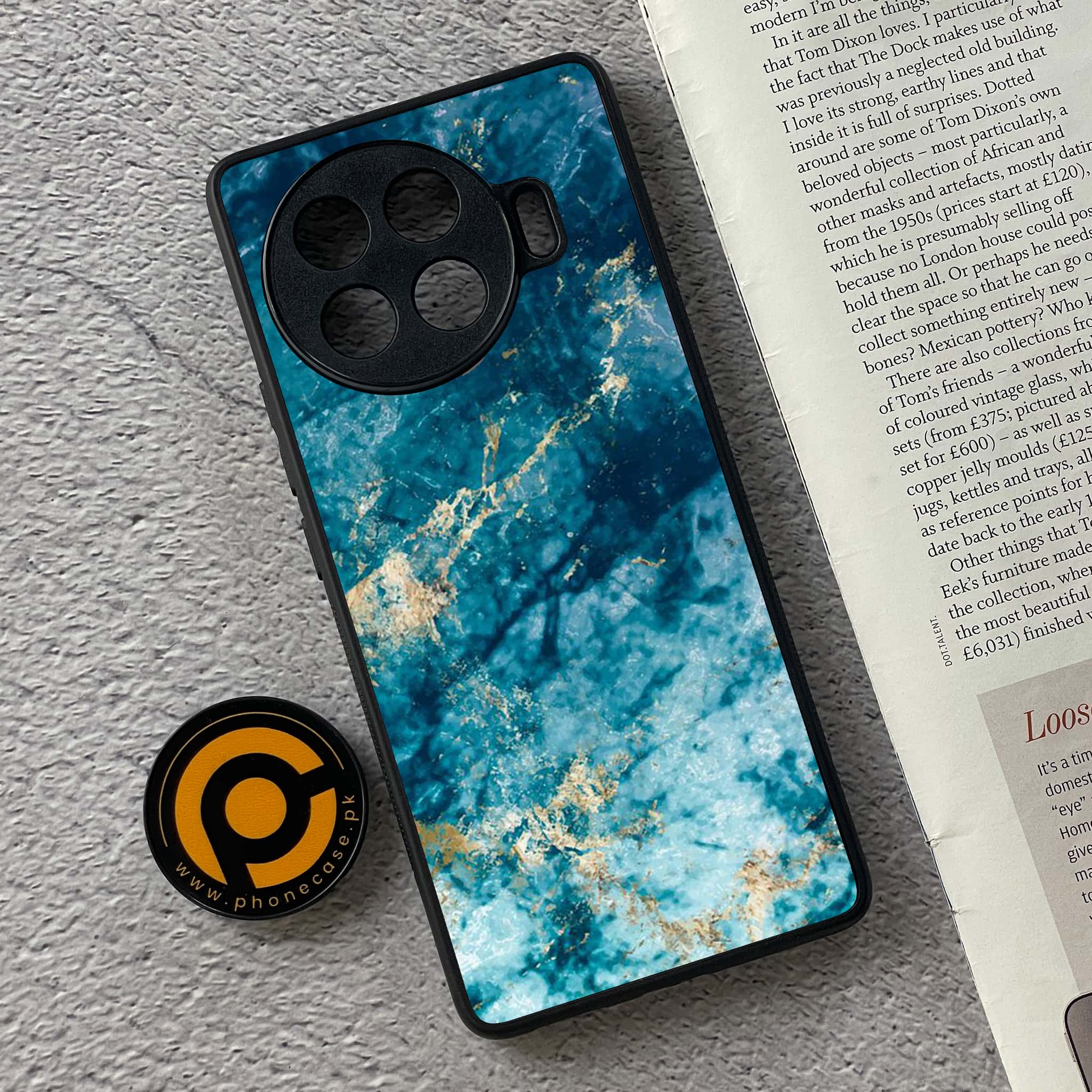 Tecno Spark 20 pro plus - Blue Marble Series - Premium Printed Glass soft Bumper shock Proof Case