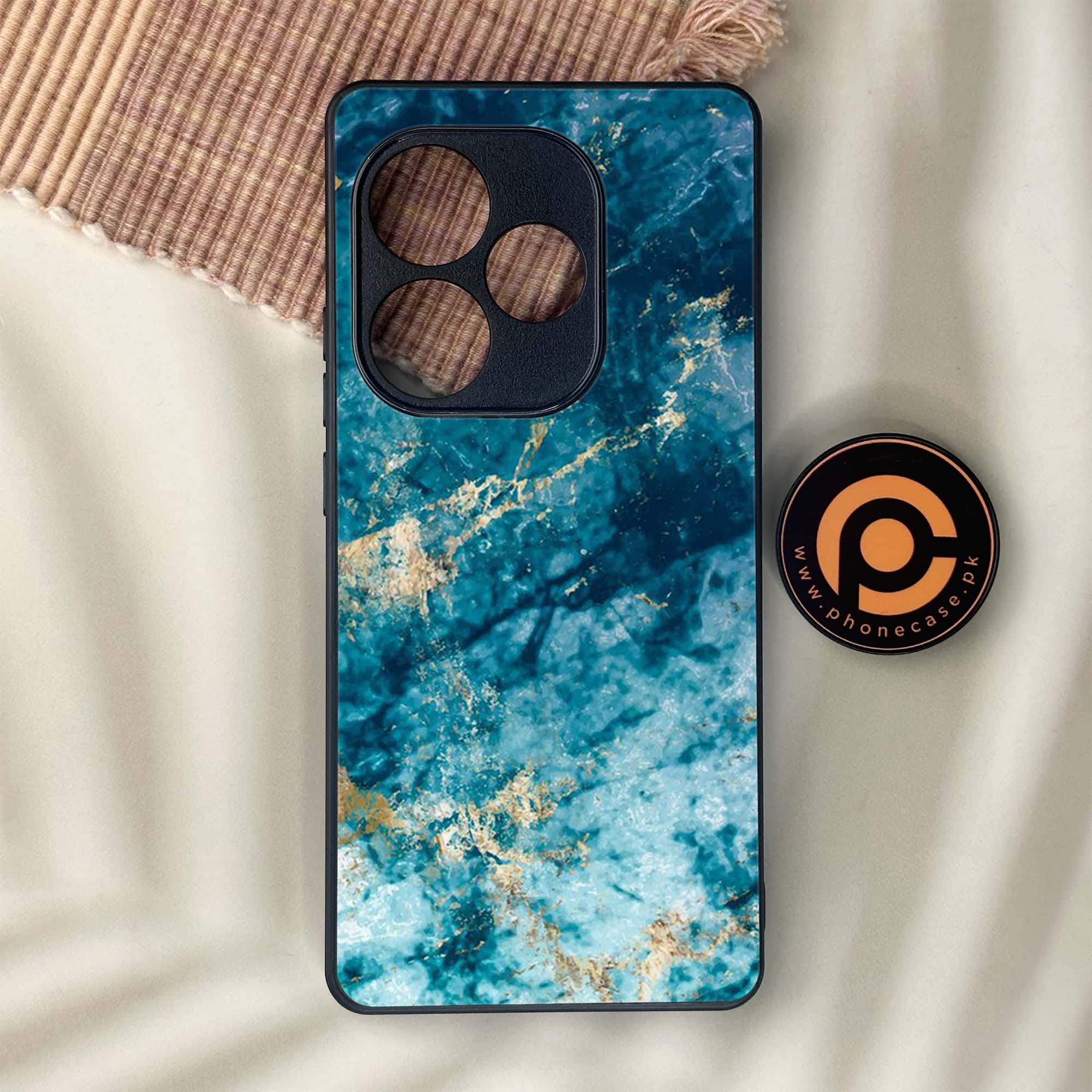 Realme GT 6 - Blue Marble Series - Premium Metal Printed soft Bumper shock Proof Case