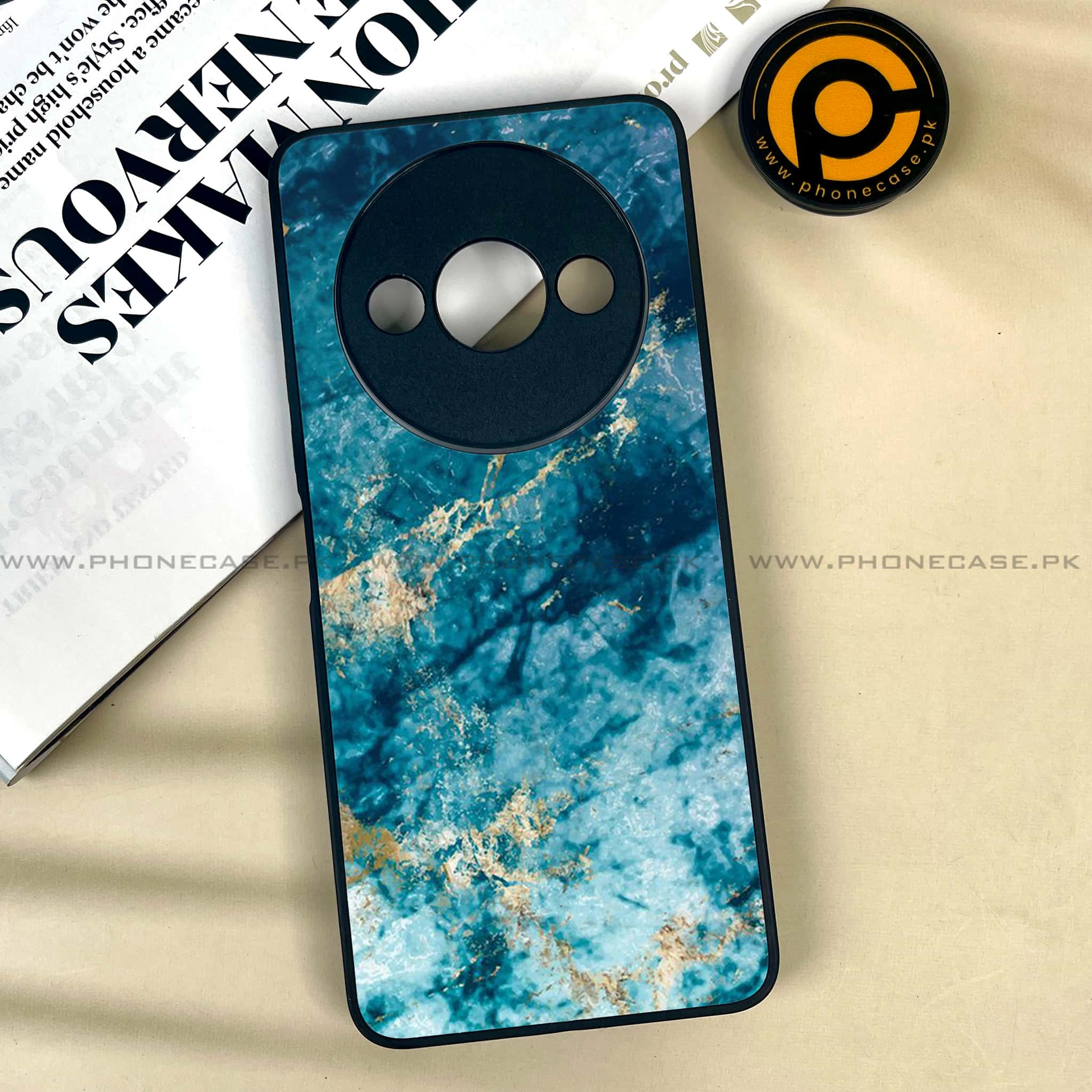 Xiaomi Redmi A3x - Blue Marble Series - Premium Printed Metal soft Bumper shock Proof Case