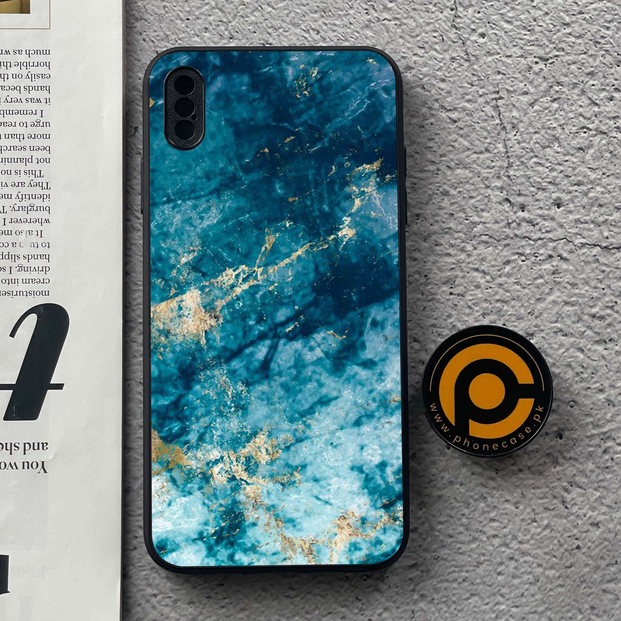 iPhone Xs Max - Blue Marble Series - Premium Metal Printed soft Bumper shock Proof Case
