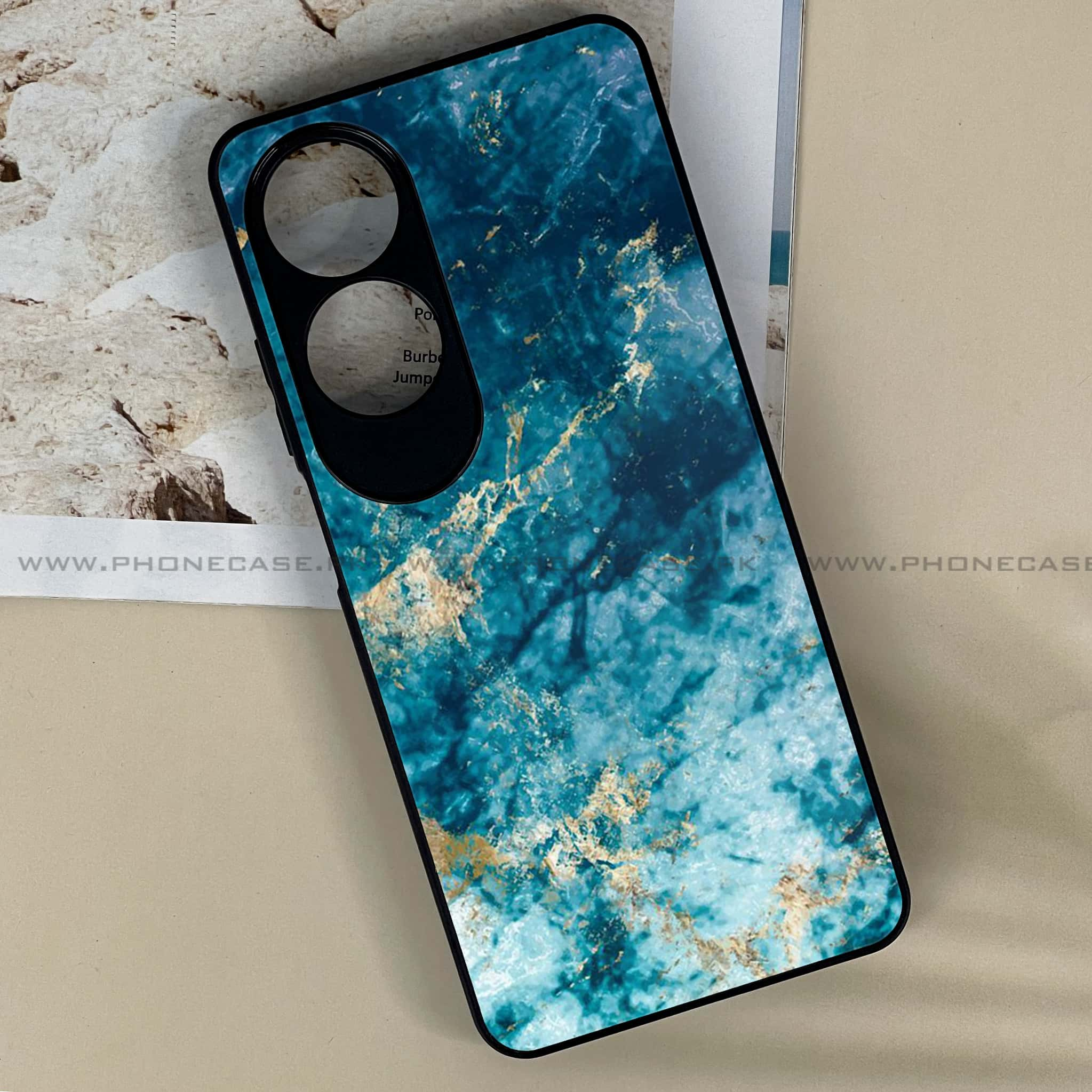 Oppo A60 - Blue Marble Series - Premium Printed Metal soft Bumper shock Proof Case