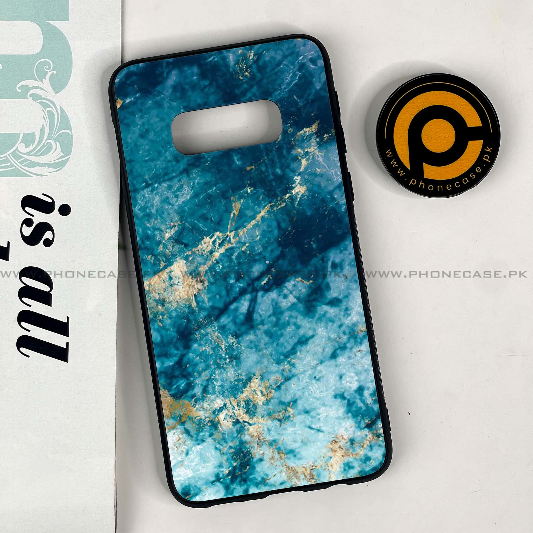 Galaxy S10e - Blue Marble Series - Premium Printed Glass soft Bumper shock Proof Case