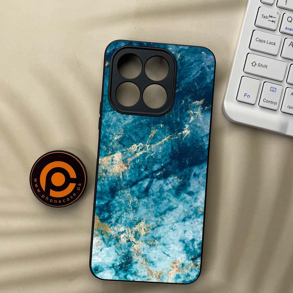 Honor X7c - Blue Marble Series - Premium Metal  Printed soft Bumper shock Proof Case