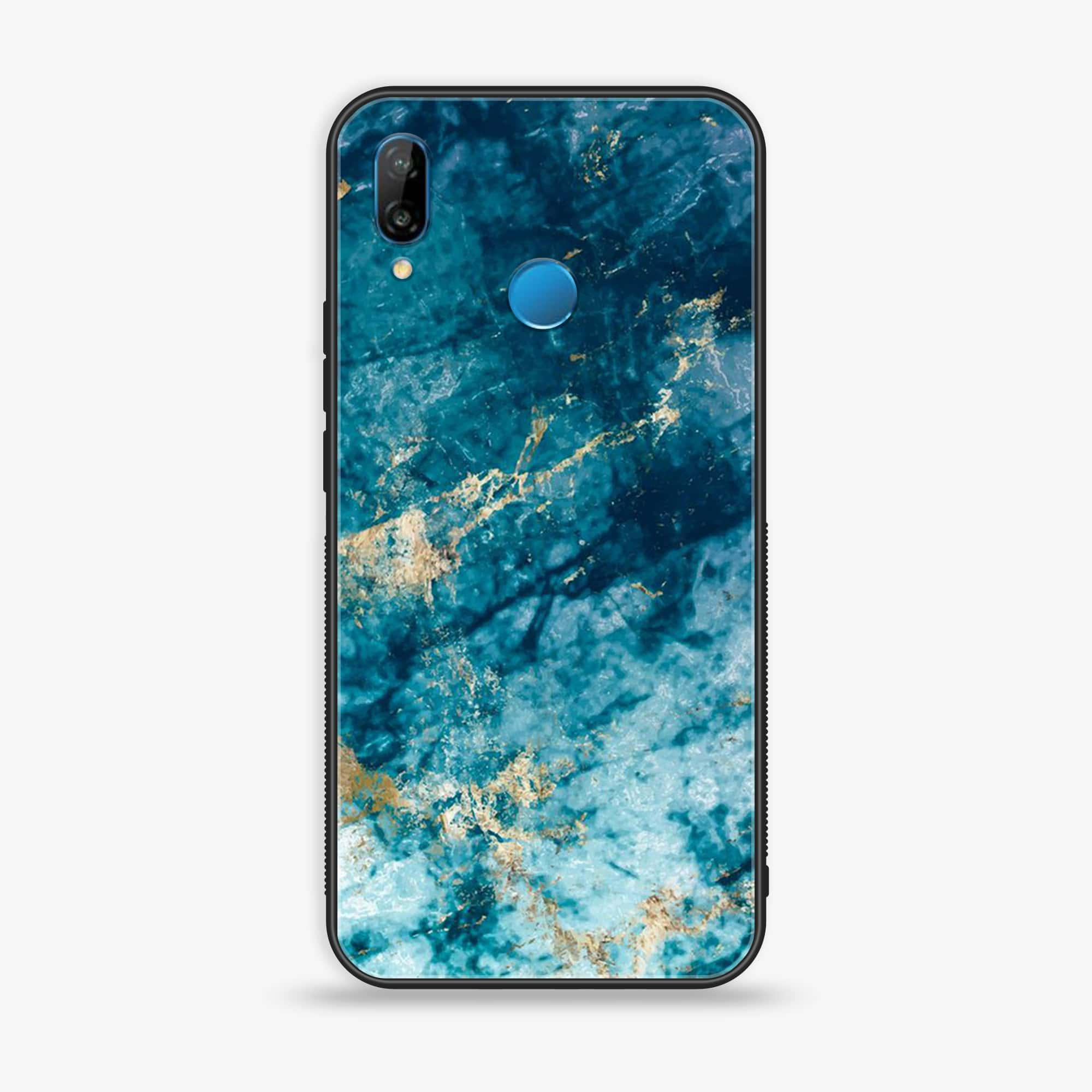 Huawei P20 lite - Blue Marble Series - Premium Printed Glass soft Bumper shock Proof Case