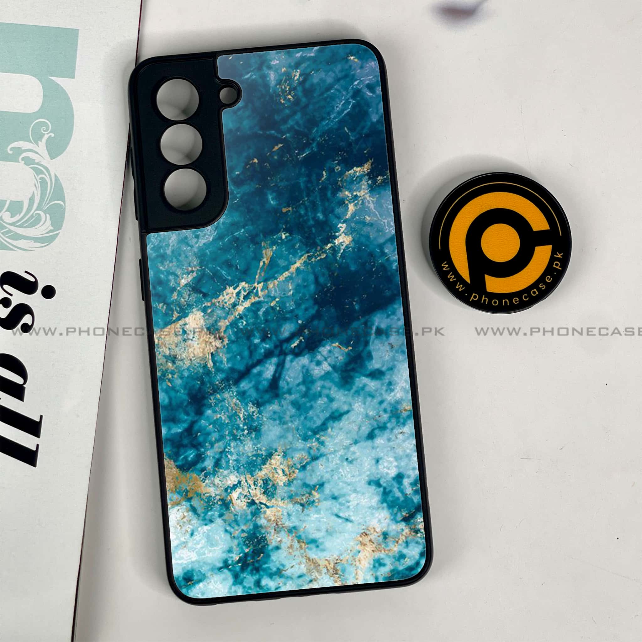 Samsung Galaxy S21 - Blue Marble Series - Premium Metal Printed soft Bumper shock Proof Case