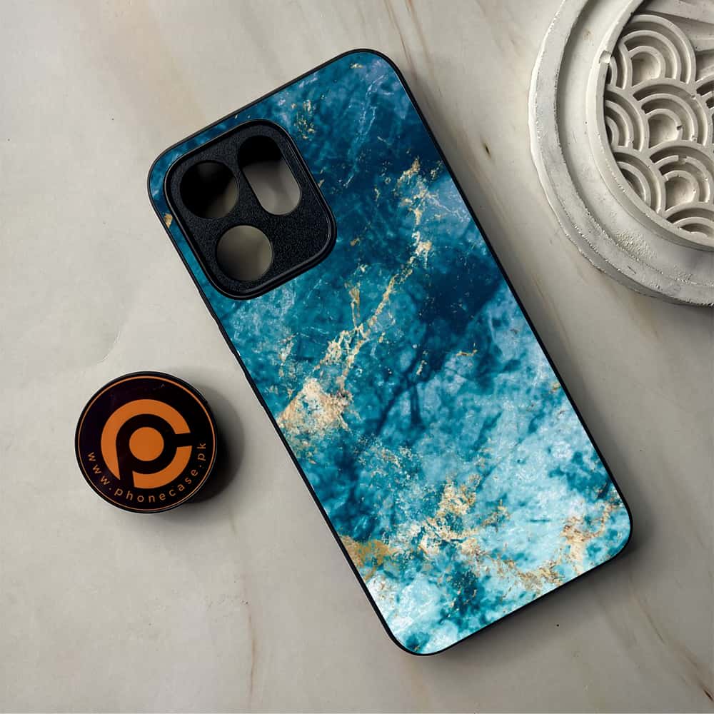 Oppo Reno 14F - Blue Marble Series - Premium Metal Printed Soft Bumper Shockproof Case