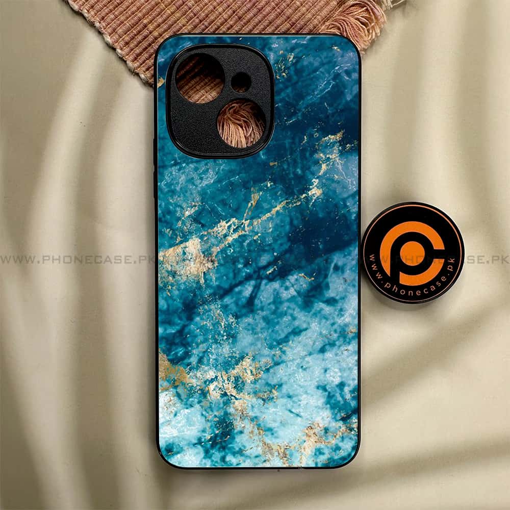 Tecno Spark 40C - Blue Marble Series - Premium Metal Printed soft Bumper shock Proof Case