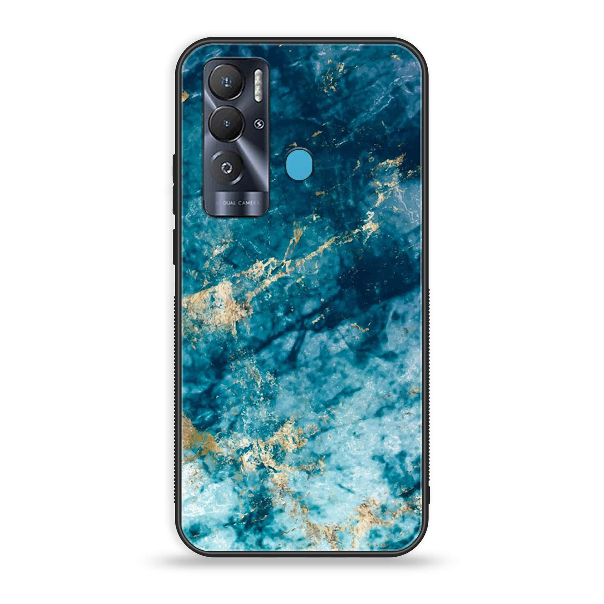 Tecno Pova Neo Blue Marble Premium Printed Glass soft Bumper shock Proof Case