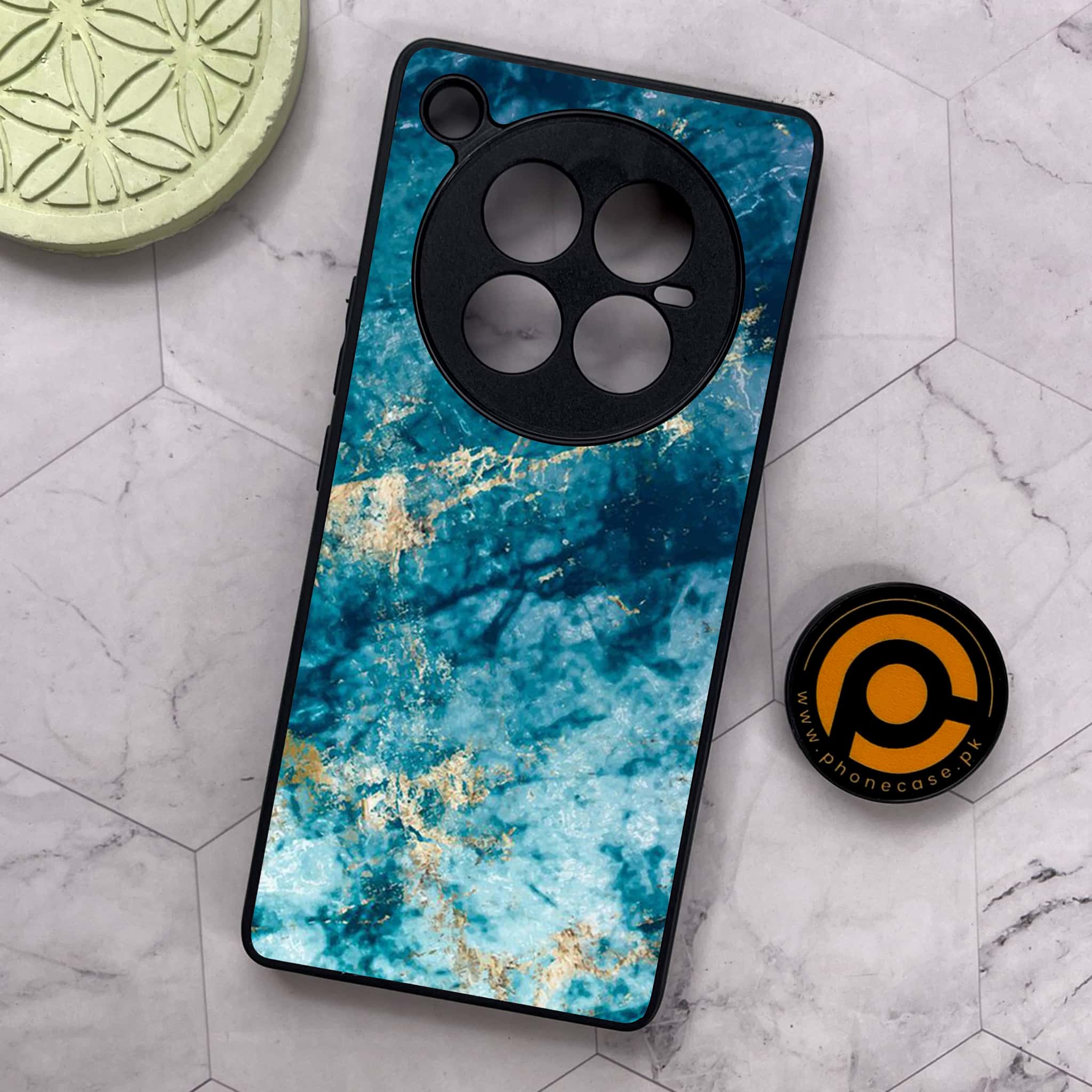 Infinix Zero 40 5G - Blue Marble Series - Premium Metal Printed soft Bumper shock Proof Case