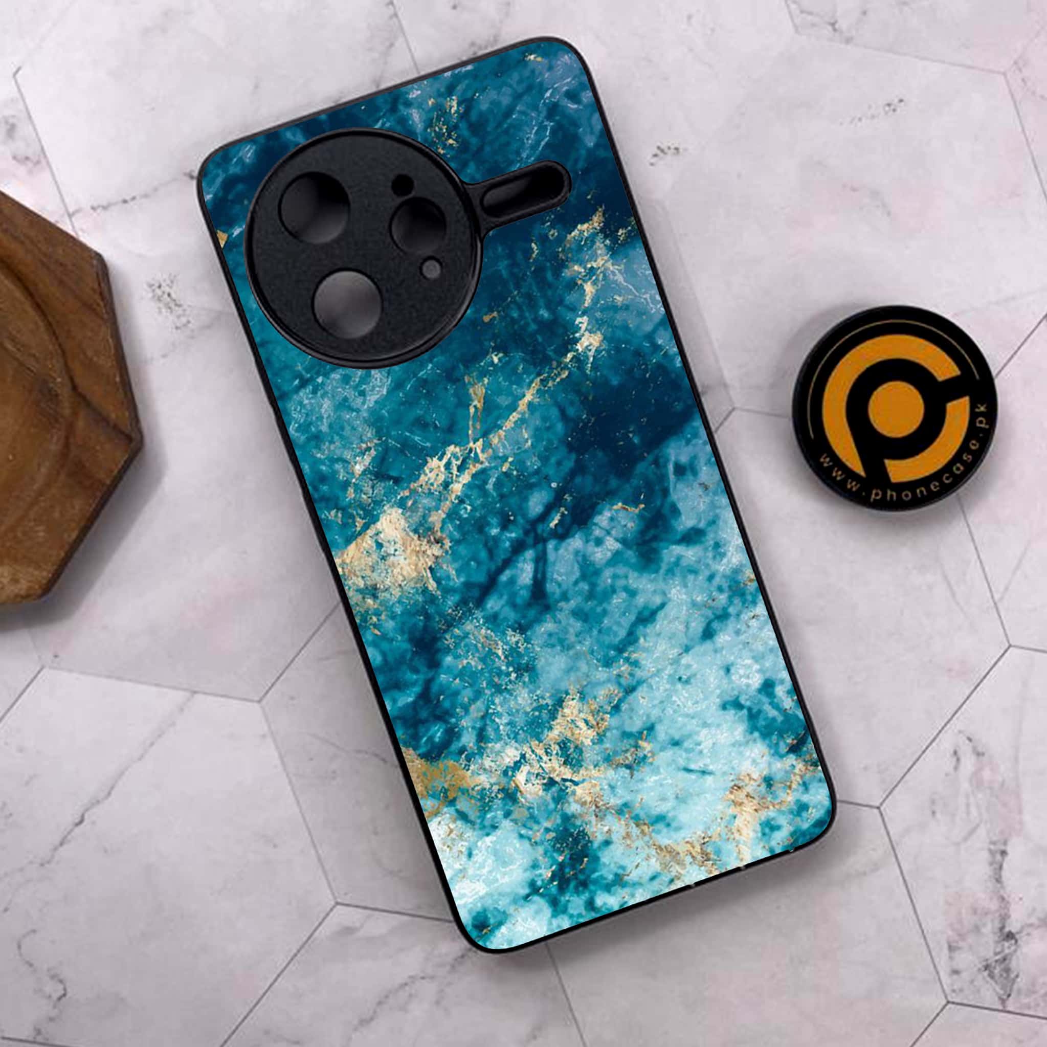 Xiaomi Poco F7 Ultra 5G - Blue Marble Series - Premium Metal Printed soft Bumper shock Proof Case