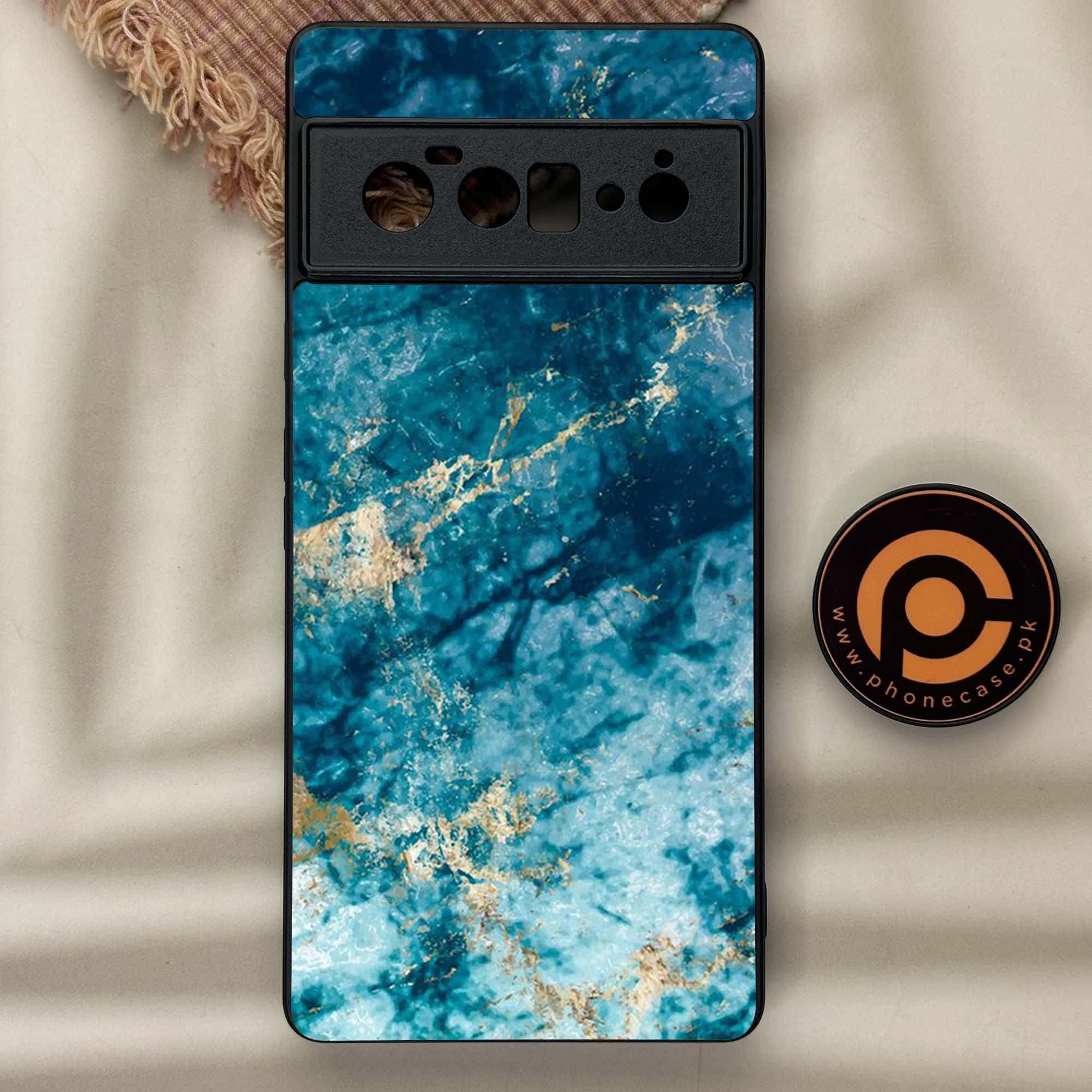 Google Pixel 6 Pro- Blue  Marble Series - Premium Metal Printed soft Bumper Shock Proof Case