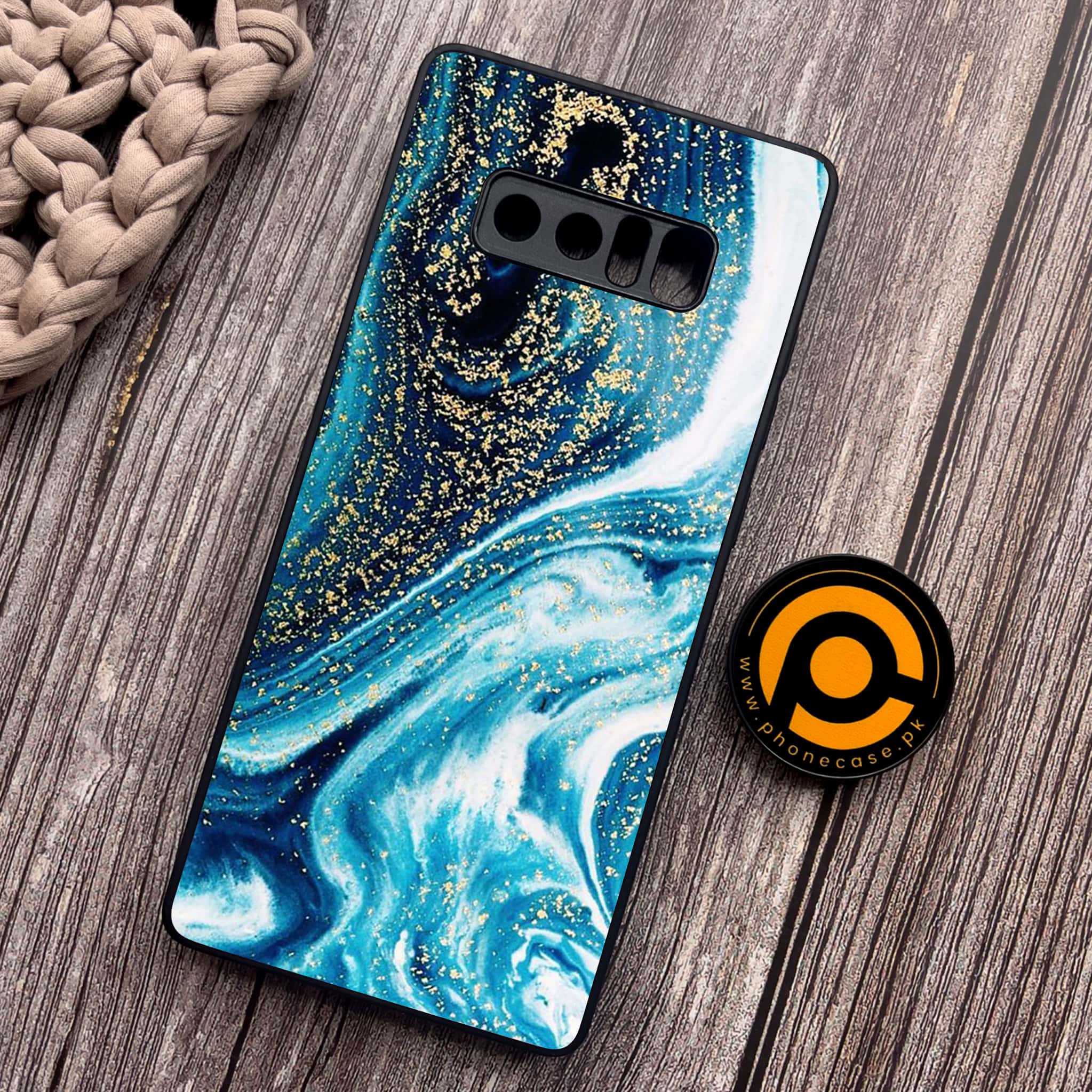 Samsung Galaxy Note 8 - Blue Marble Series - Premium Metal Printed soft Bumper shock Proof Case
