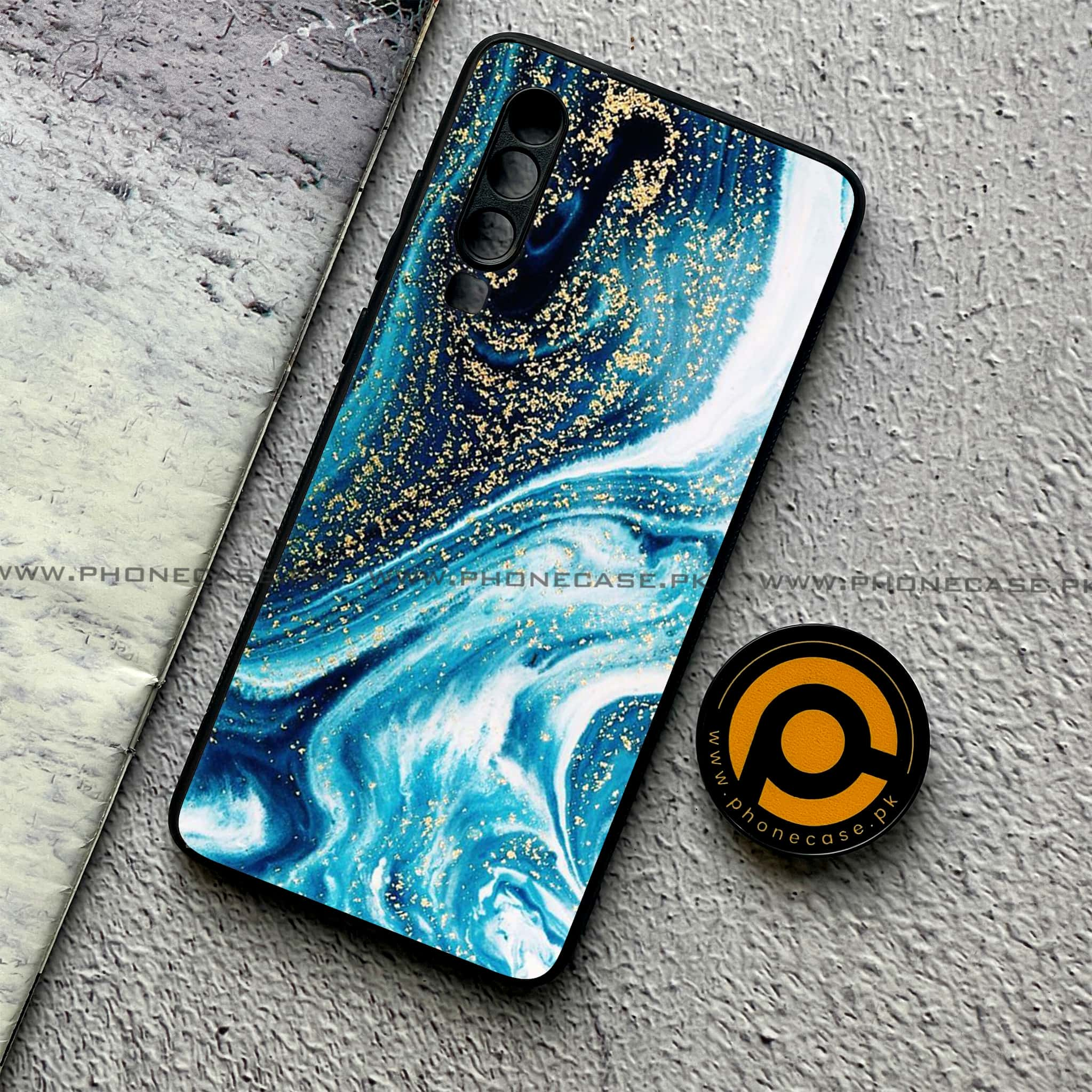 Huawei P30 - Blue Marble Series - Premium Printed Glass soft Bumper shock Proof Case