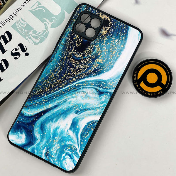 Samsung Galaxy A22 5G - Blue Marble Design 5  - Premium Printed Glass soft Bumper shock Proof Case CS-27100 CS-28242