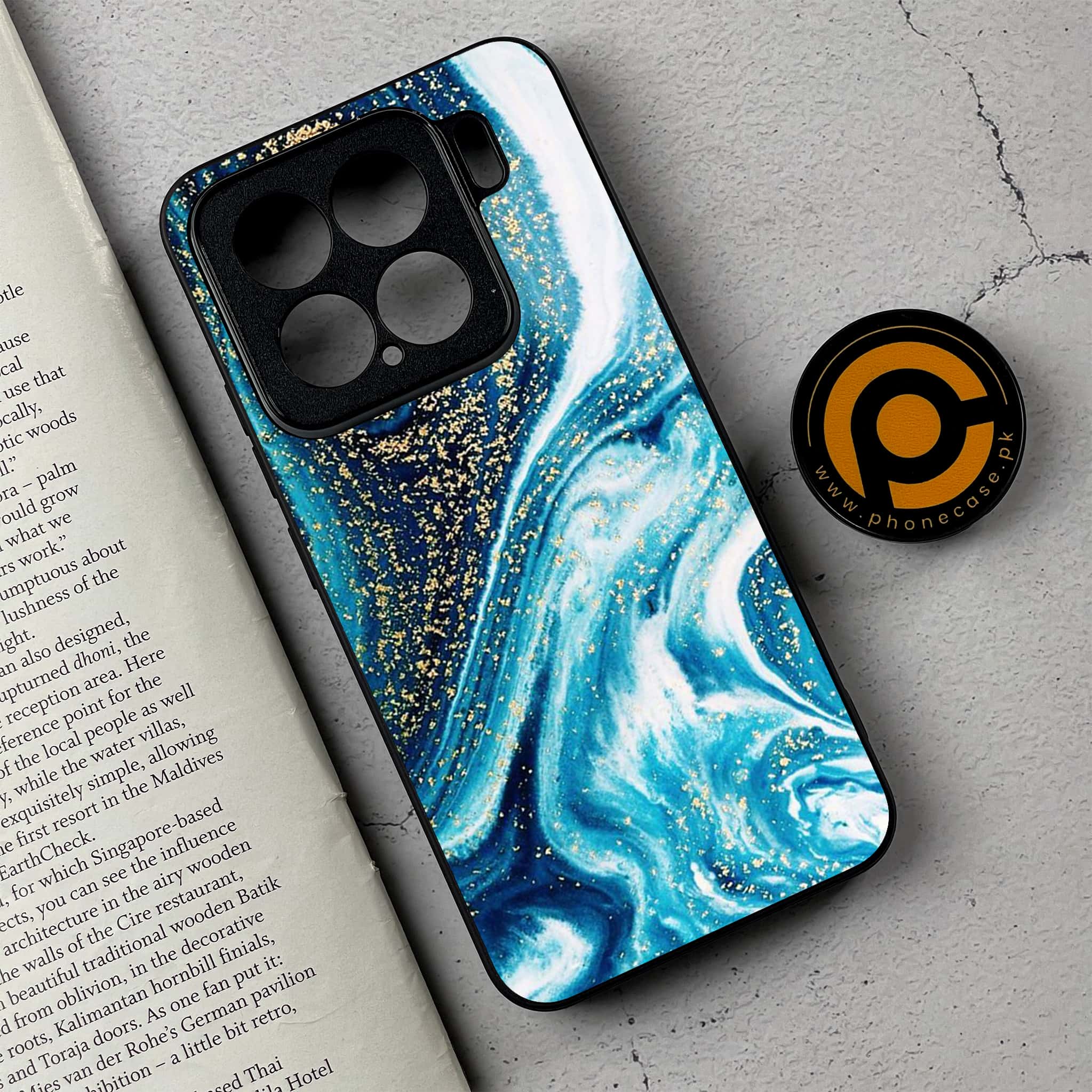 Xiaomi 15 - Blue Marble Series - Premium Metal Printed soft Bumper shock Proof Case