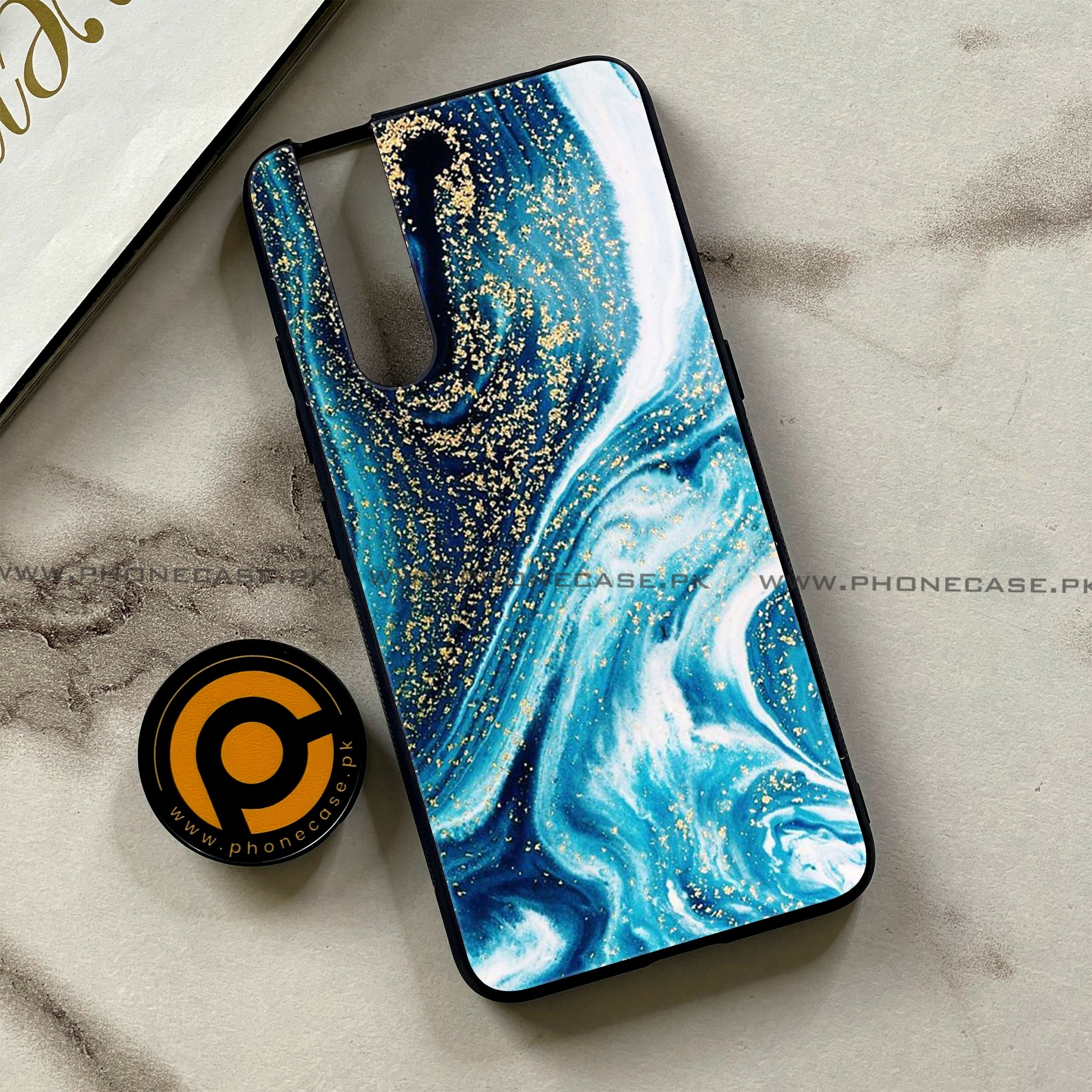 Vivo V15 Pro - Blue Marble Series - Premium Printed Glass soft Bumper shock Proof Case