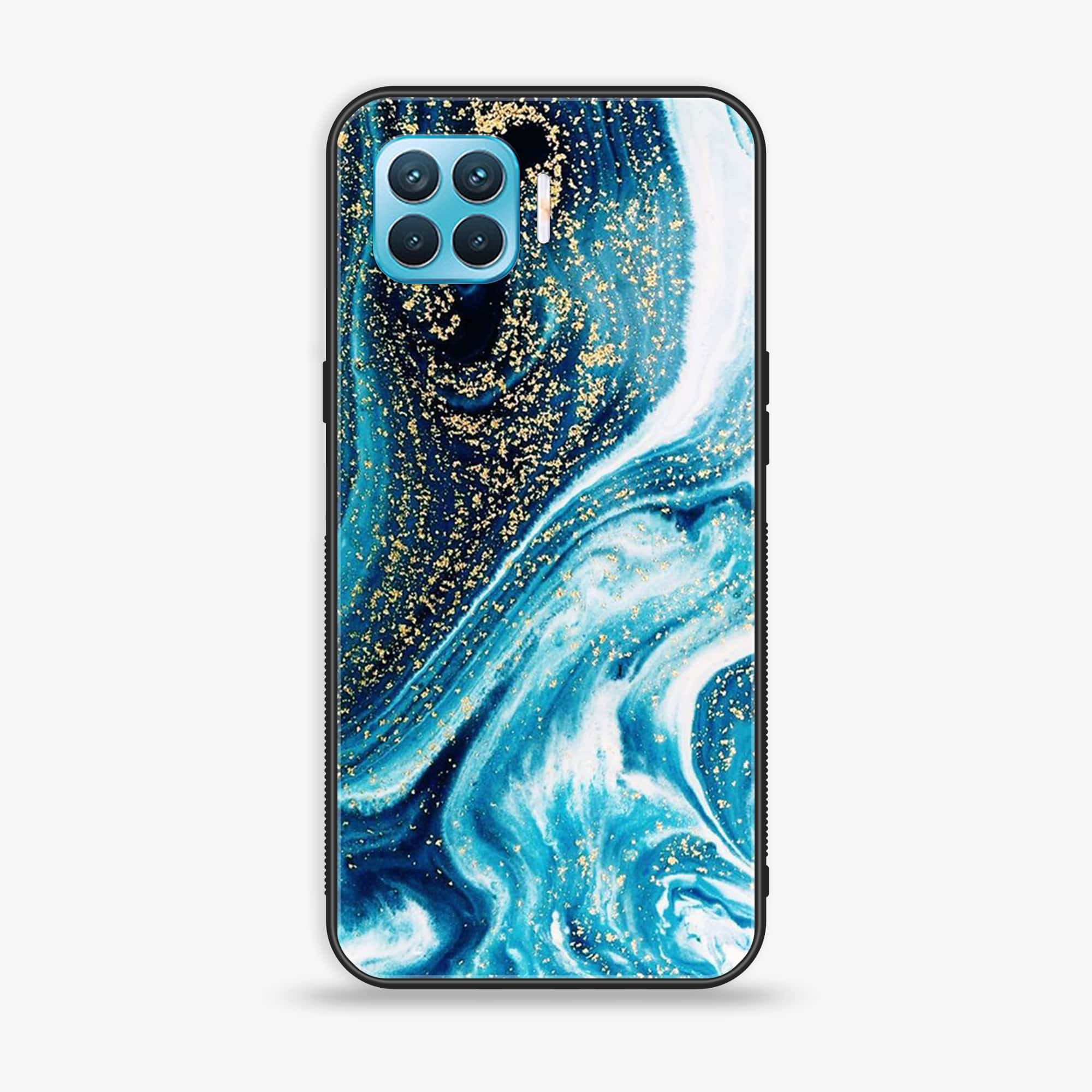 Oppo F17 - Blue Marble Series - Premium Printed Glass soft Bumper shock Proof Case