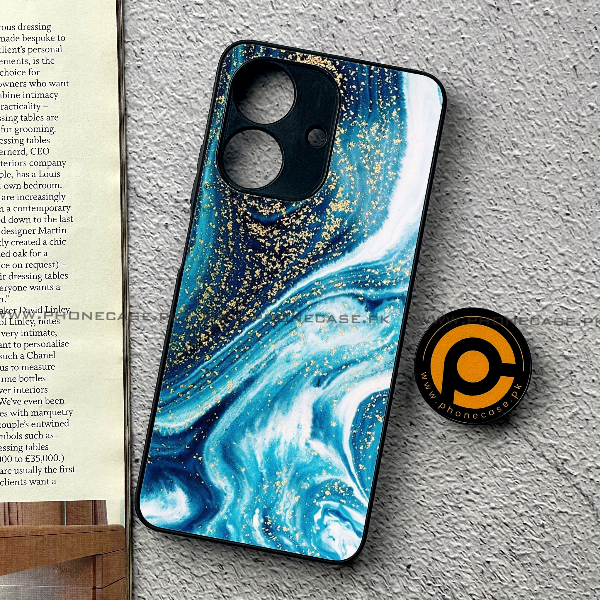 Realme Note 60 - Blue Marble Series - Premium Printed Glass soft Bumper shock Proof Case