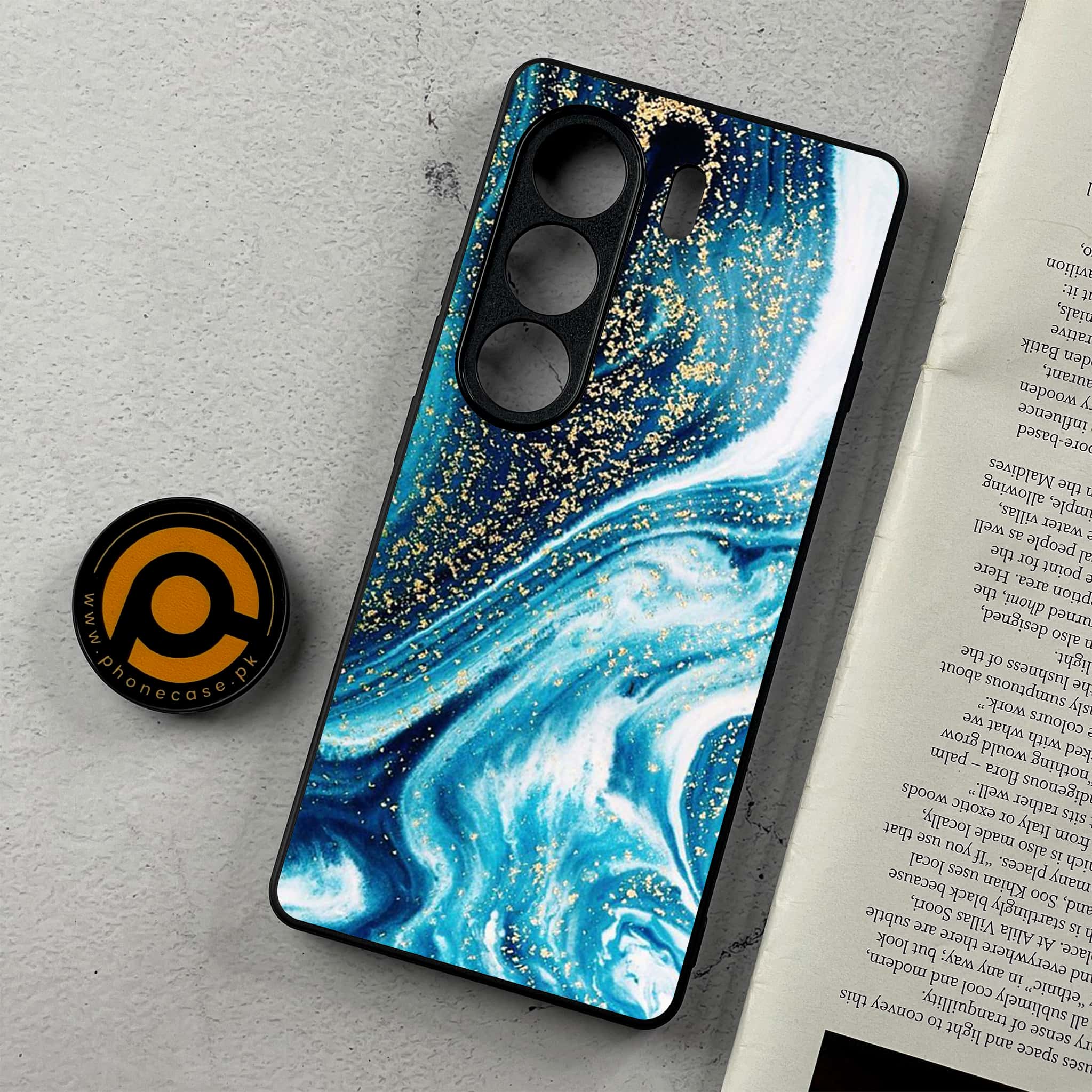 Tecno Camon 40 - Blue Marble Series  - Premium Metal Printed Soft Bumper Shockproof Case