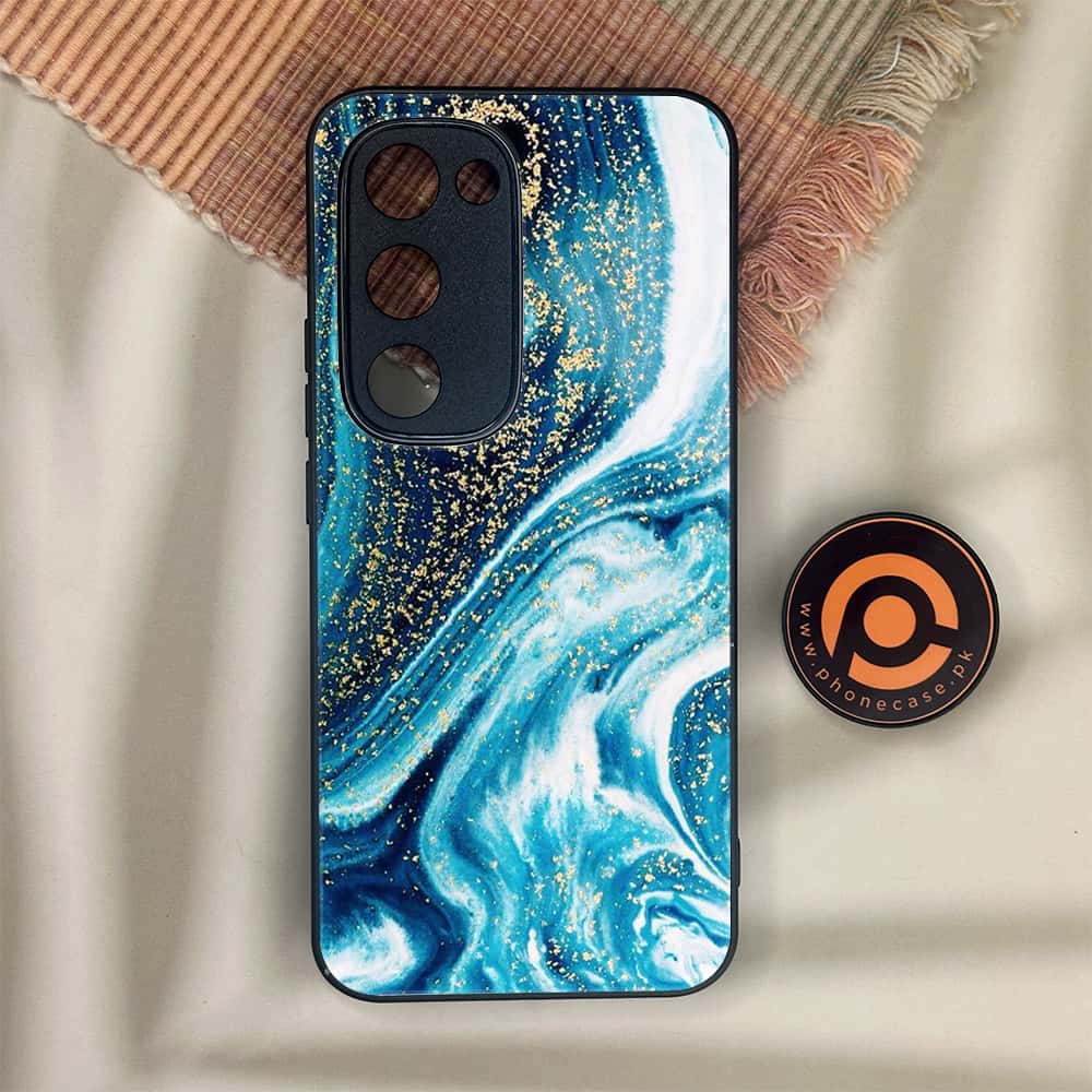 Tecno Spark 40 Pro Plus - Blue Marble Series - Premium Metal Printed soft Bumper shock Proof Case