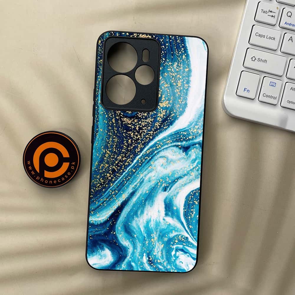 Realme 14 5G - Blue Marble Series - Premium Metal Printed soft Bumper Shock Proof Case