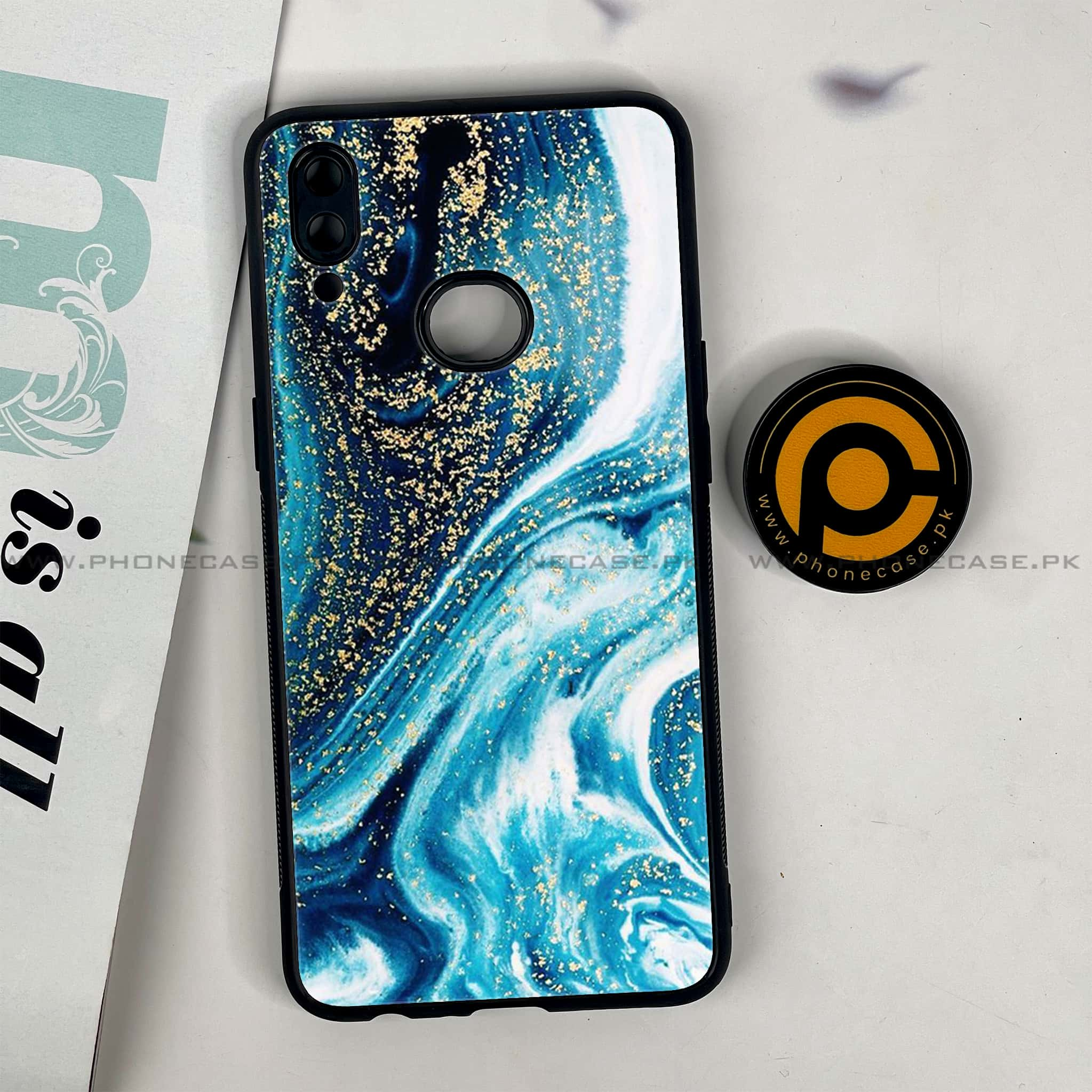 Galaxy A10s - Blue Marble Series - Premium Printed Glass soft Bumper shock Proof Case