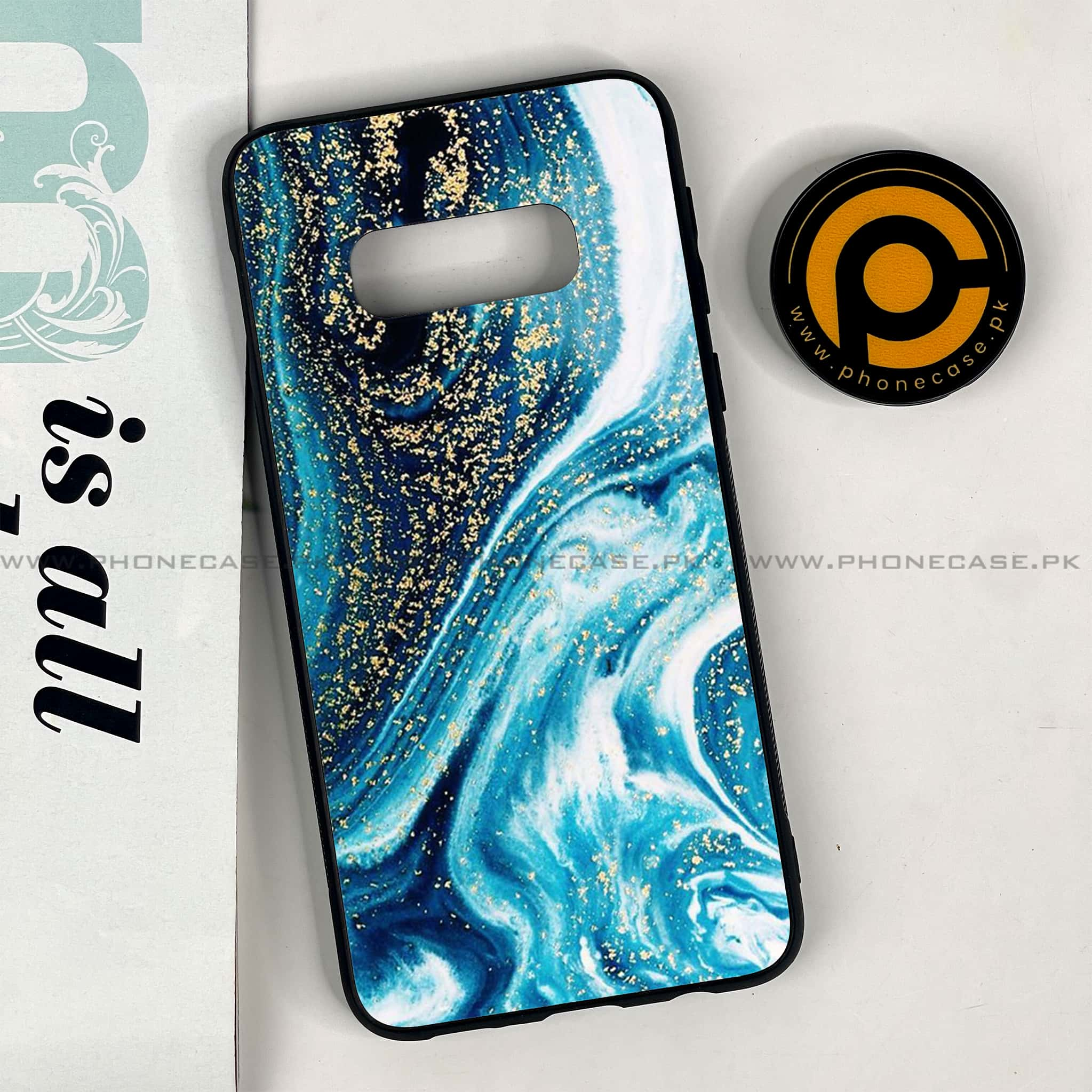 Galaxy S10e - Blue Marble Series - Premium Printed Glass soft Bumper shock Proof Case