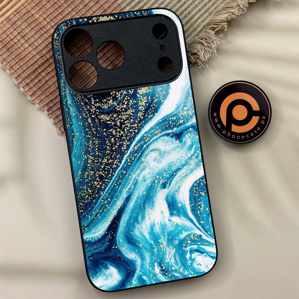 iPhone 17 Pro Max - Blue Marble Series - Premium Metal Printed soft Bumper shock Proof Case