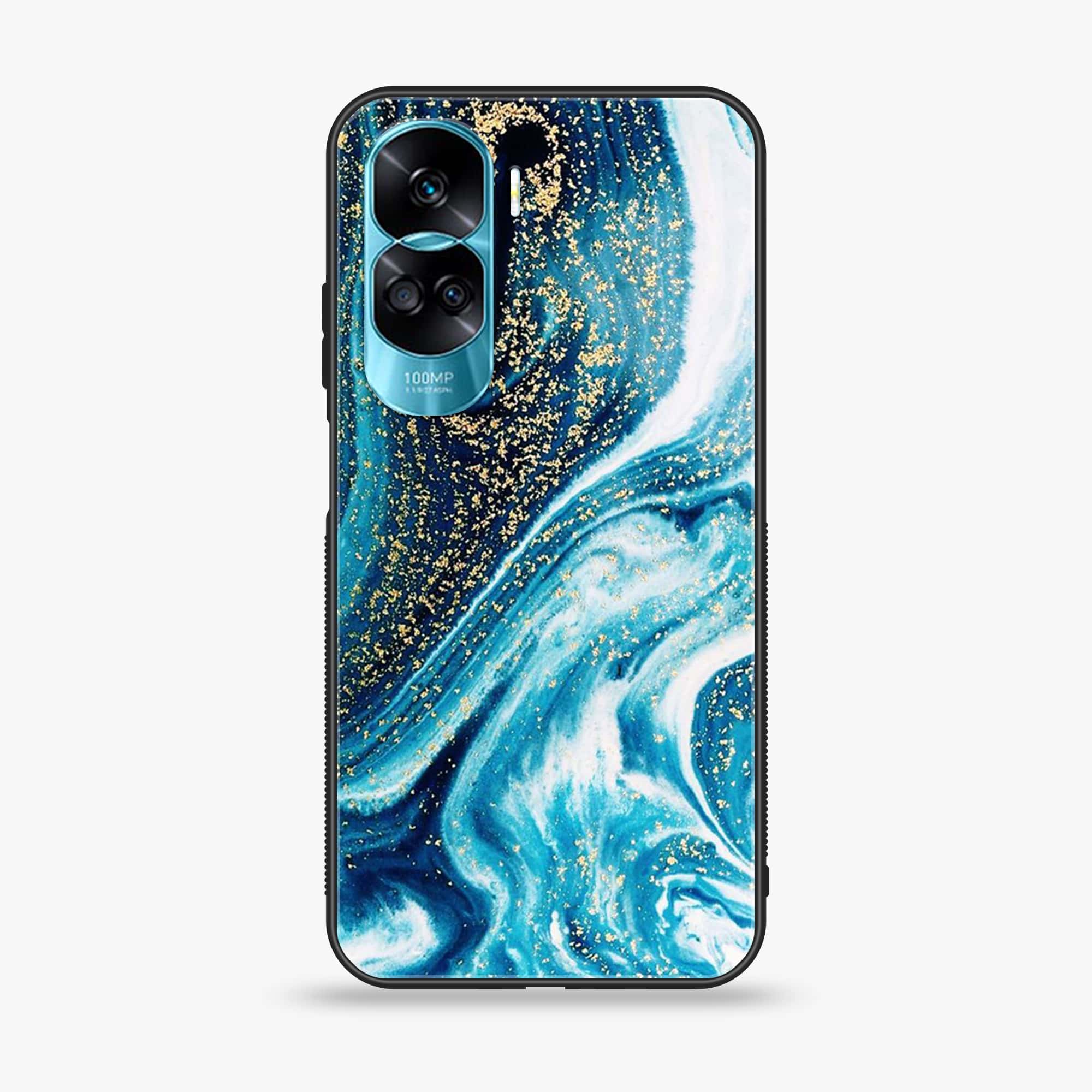 Honor 90 Lite - Blue Marble Series - Premium Printed Glass soft Bumper shock Proof Case