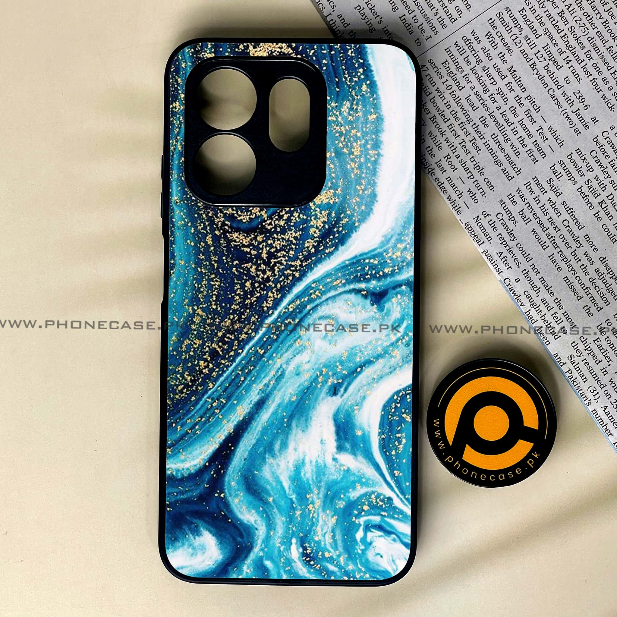 Infinix Smart 9 HD - Blue Marble Series - Premium Metal Printed soft Bumper shock Proof Case