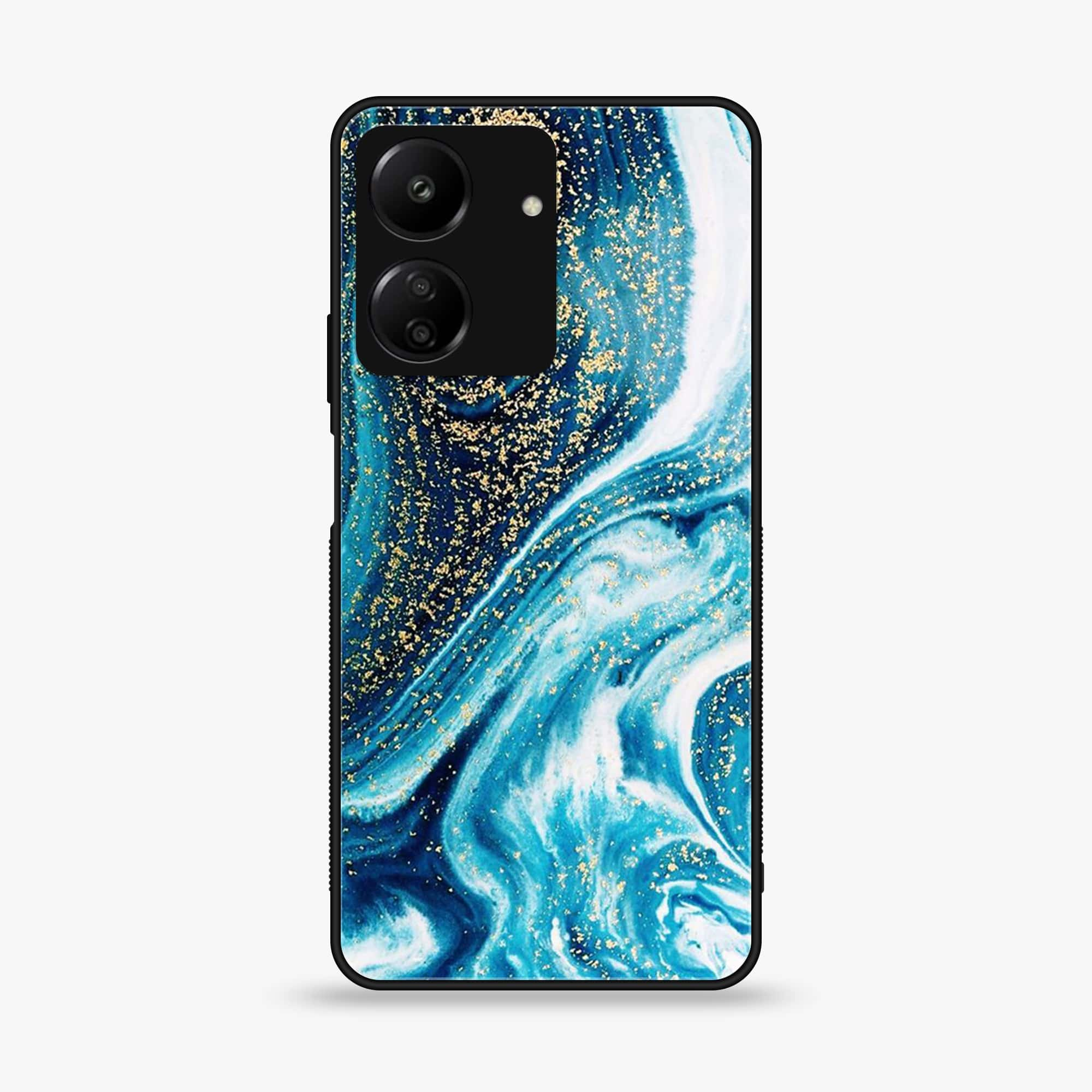 Xiaomi Poco C65 - Blue Marble Series - Premium Printed Glass soft Bumper shock Proof Case