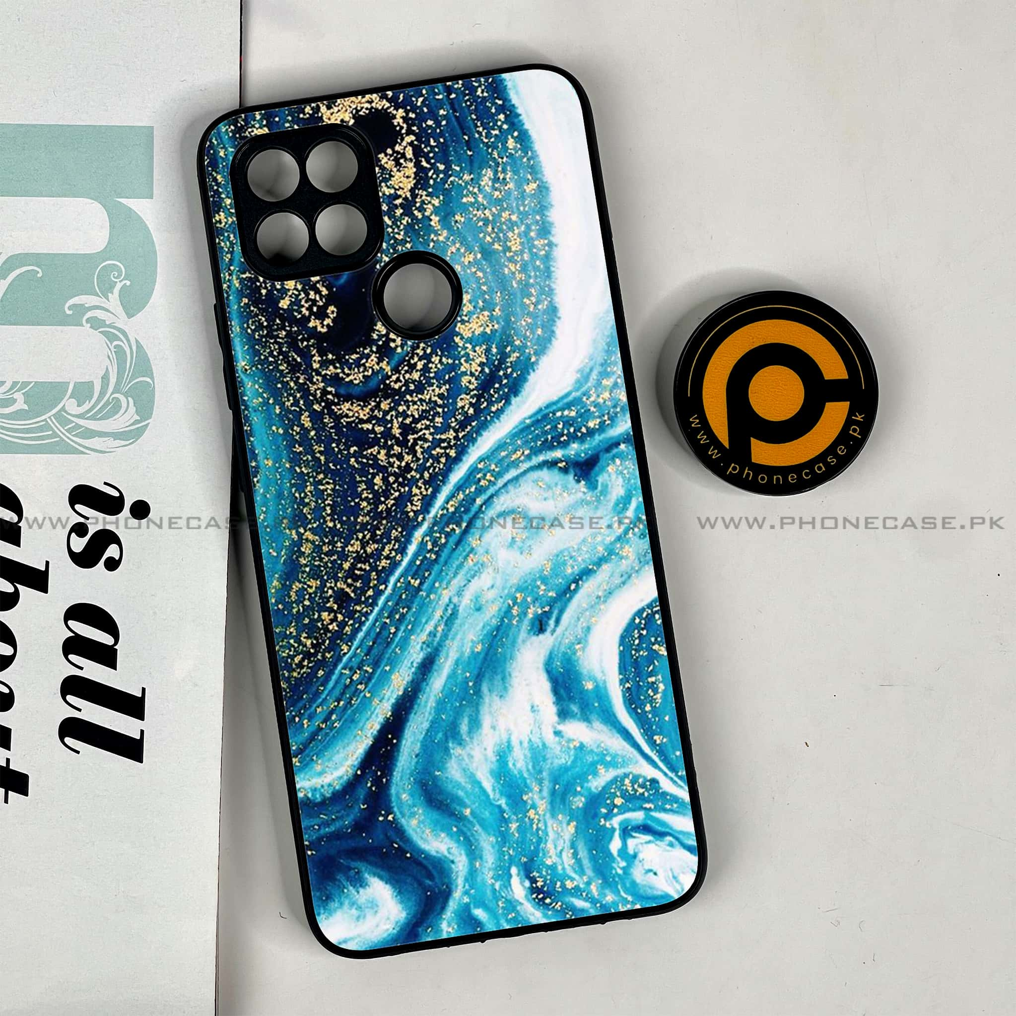 Oppo A15s - Blue Marble Series - Premium Printed Glass soft Bumper shock Proof Case