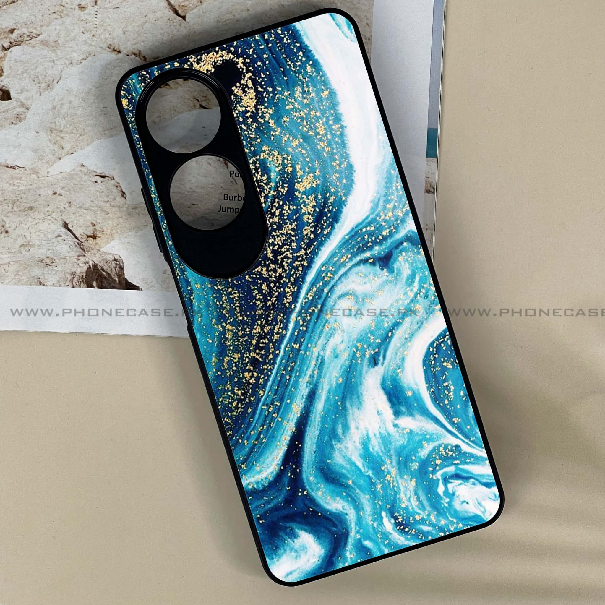 Oppo A60 - Blue Marble Series - Premium Printed Metal soft Bumper shock Proof Case