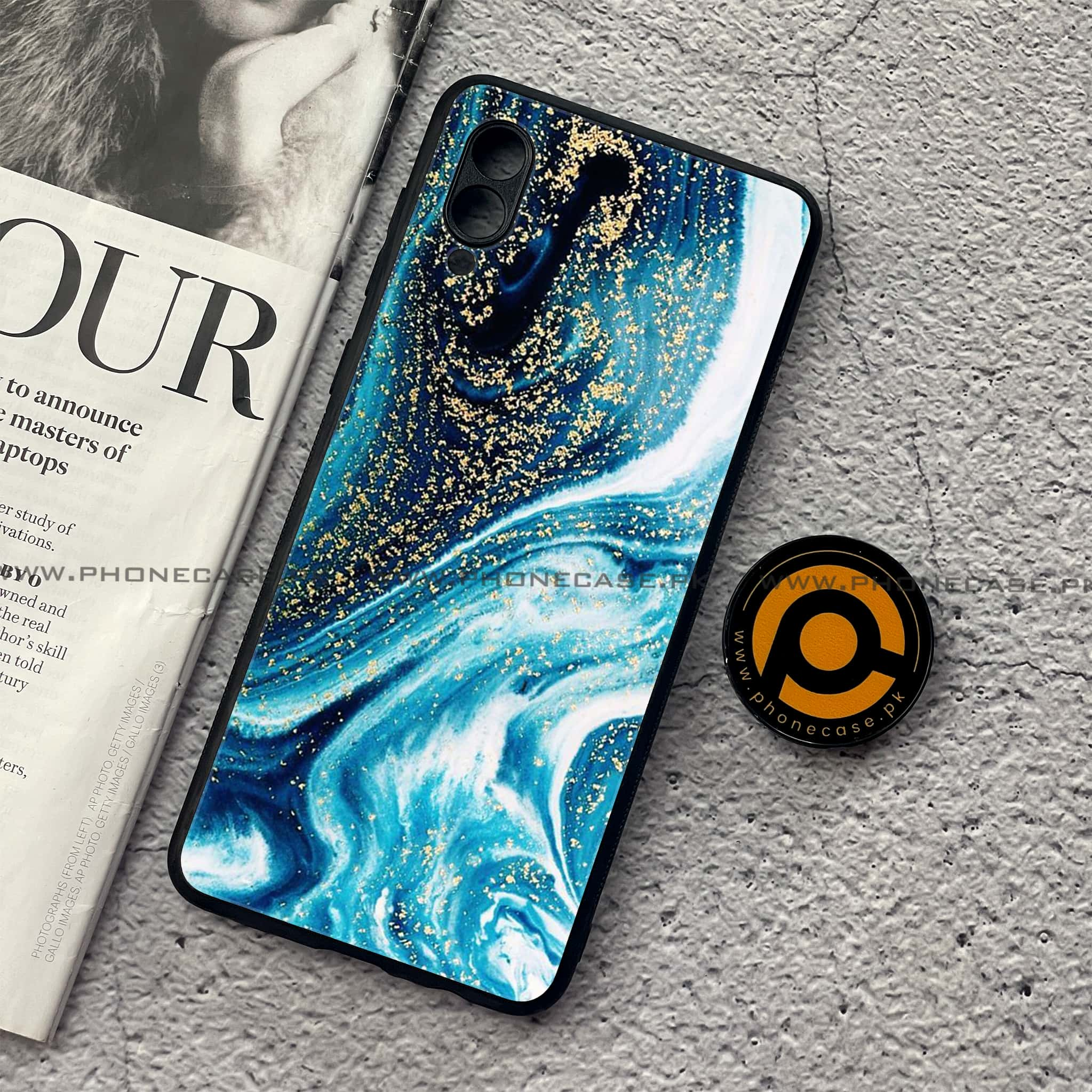 Samsung Galaxy A02 - Blue Marble Series - Premium Printed Metal soft Bumper shock Proof Case